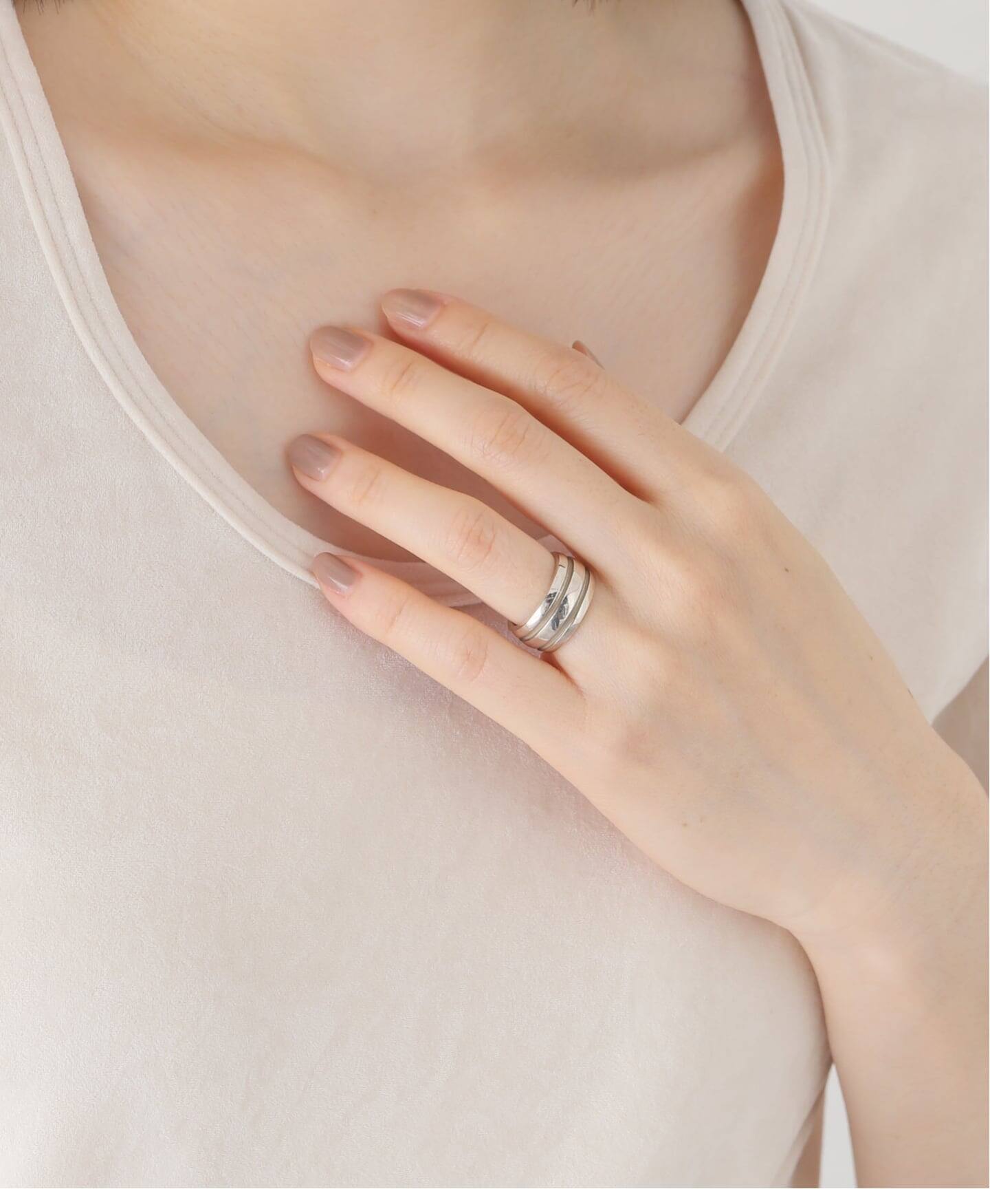 K　Tiffany & Co. ハンマードリング TIFFANY&Co. ティファニー カーブド バンド 1P ダイヤモンド