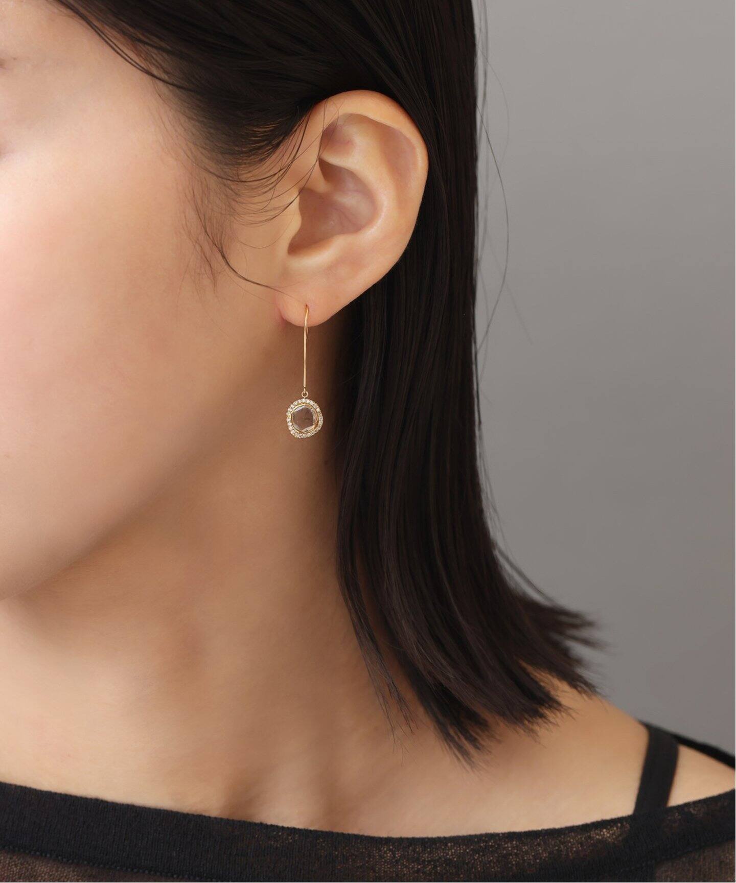 メレ付きスライスダイヤピアスK18(両耳)（ピアス（両耳用））｜Lilas 