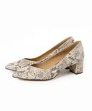GRISE 5cmレザーVカットフトヒールパンプス