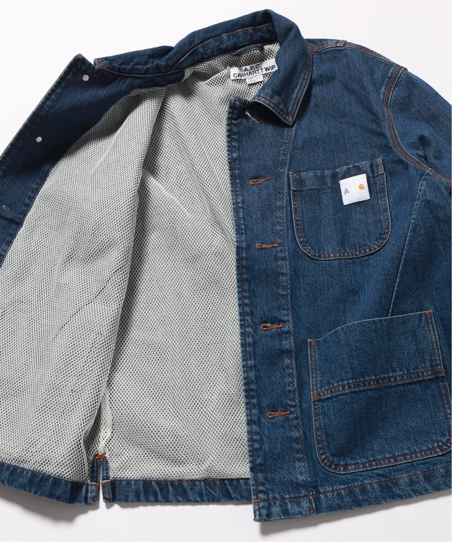 沸騰ブラドン A.P.C ビッグシルエット ボア デニムジャケット コラボ 保証付き A.P.C. Carhartt デニムボアジャケット Gジャン/デニムジャケット