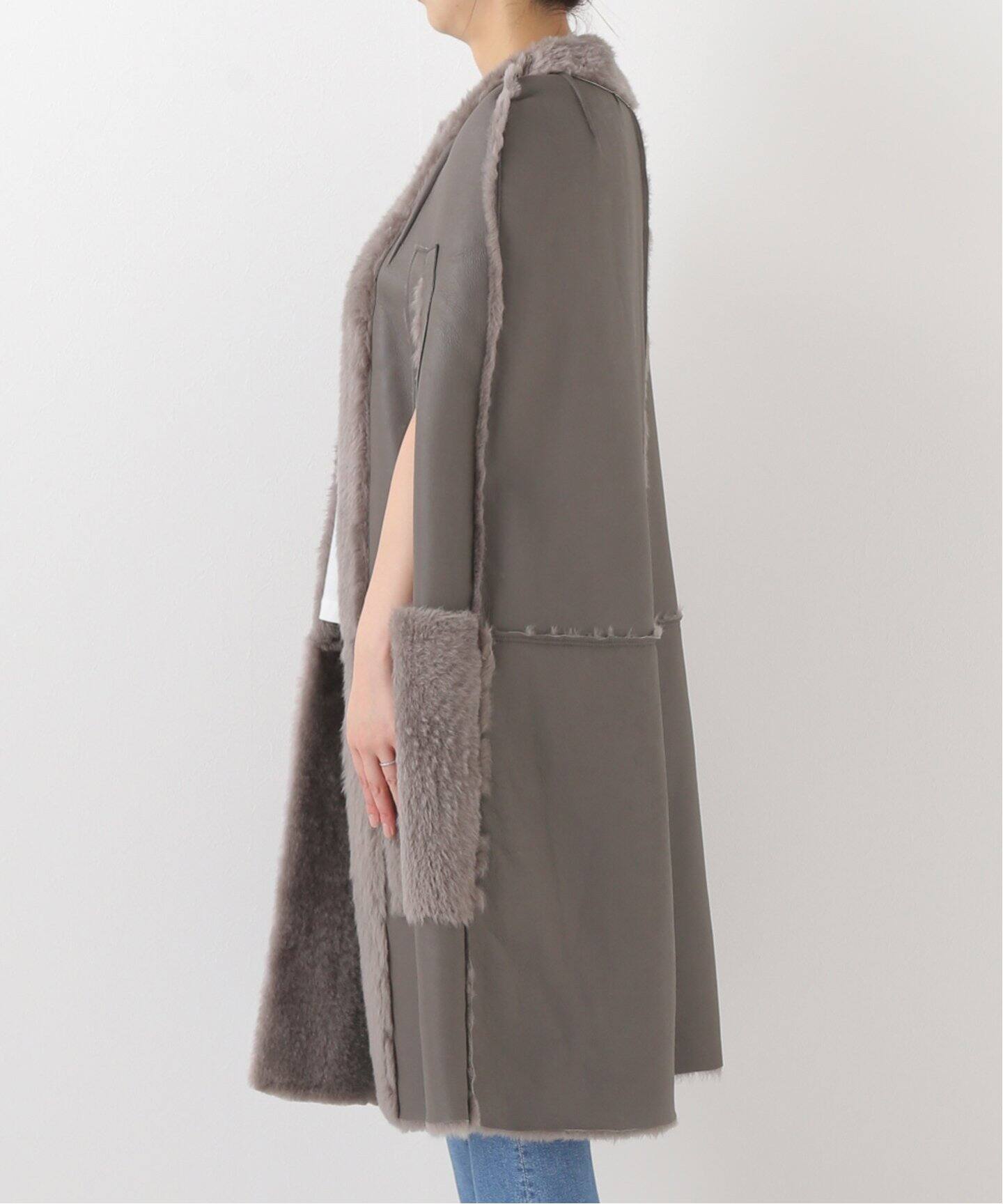 MADISONBLUE / マディソンブルー】ムートン ロングケープコート  