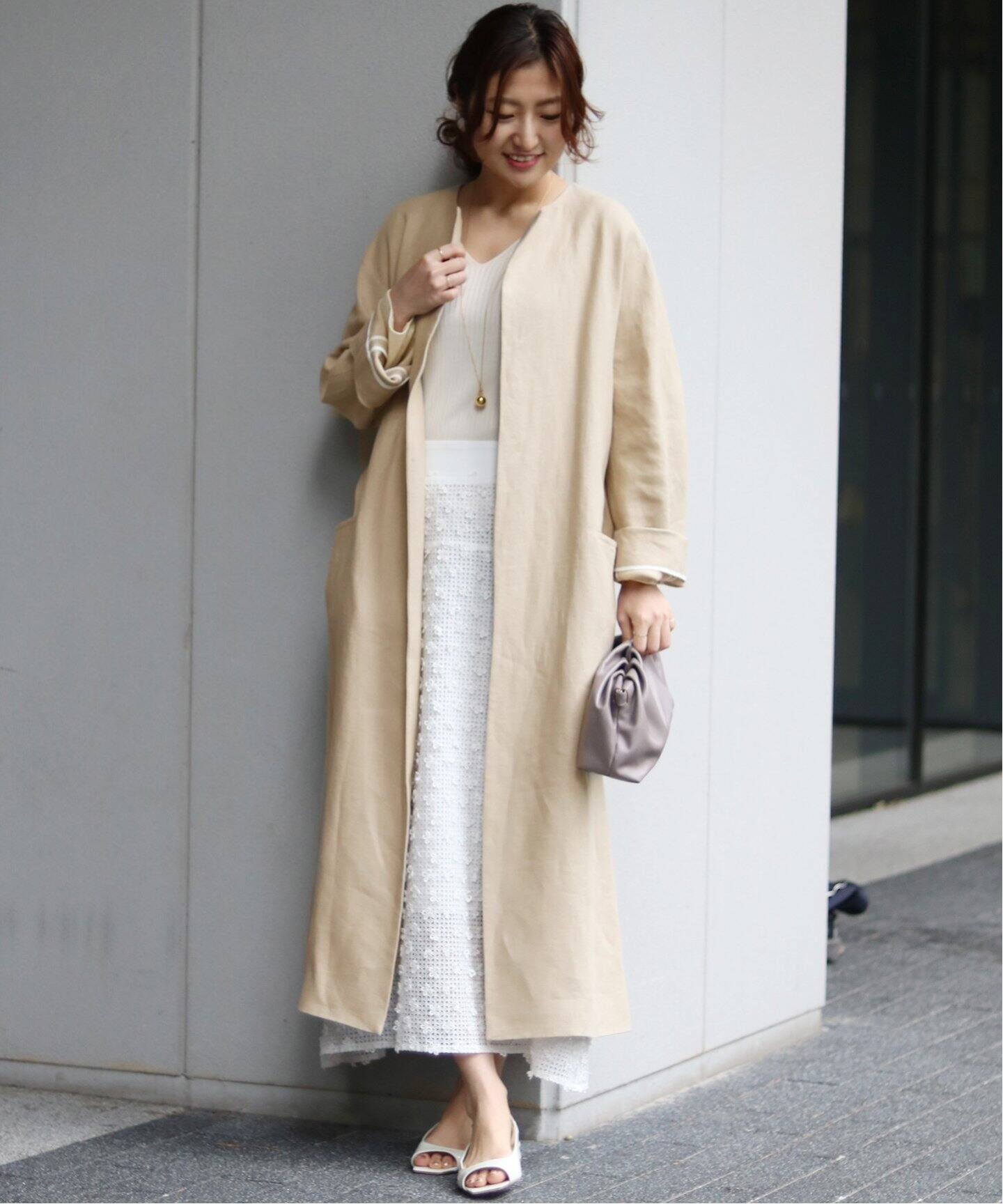 LINEN ノーカラーロングコート◇|IENA(イエナ)公式のファッション LINEN ノーカラーロングコート◇|IENA(イエナ)公式のファッション