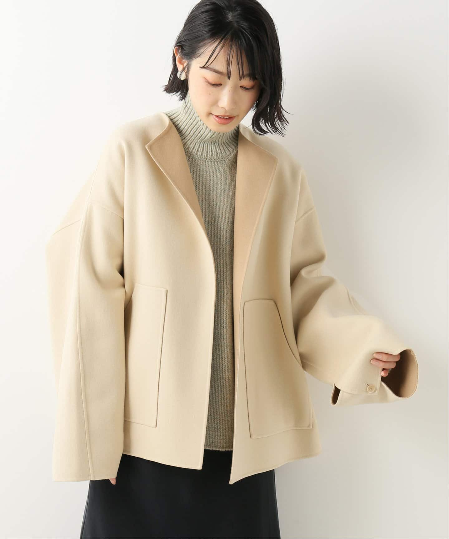 AURALEE SUPER FINE MELTON ノーカラーブルゾン