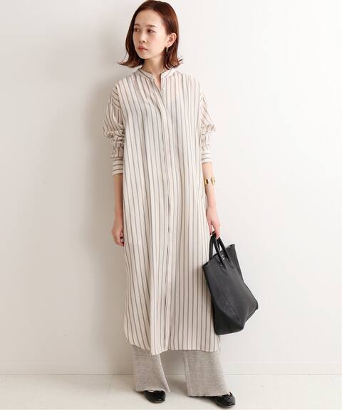 リヨセルストライプバンドカラーシャツワンピース Iena イエナ 公式のファッション通販 Baycrew S Store