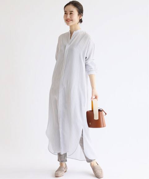 リヨセルストライプバンドカラーシャツワンピース Iena イエナ 公式のファッション通販 Baycrew S Store