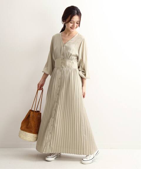 ビンテージサテンフロントボタンプリーツワンピース Slobe Iena スローブ イエナ 公式のファッション通販 Baycrew S Store