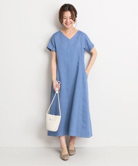 リネン混vネックロングワンピース Slobe Iena スローブ イエナ 公式のファッション通販 Baycrew S Store