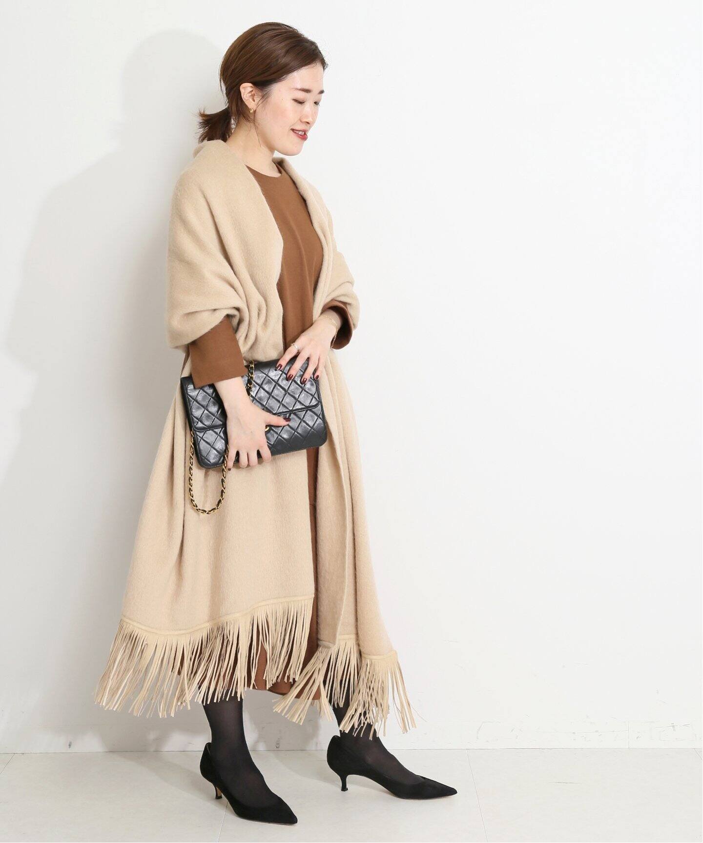 セール 超特価 ジャージフロントフレアワンピース ブラウン ロングワンピース