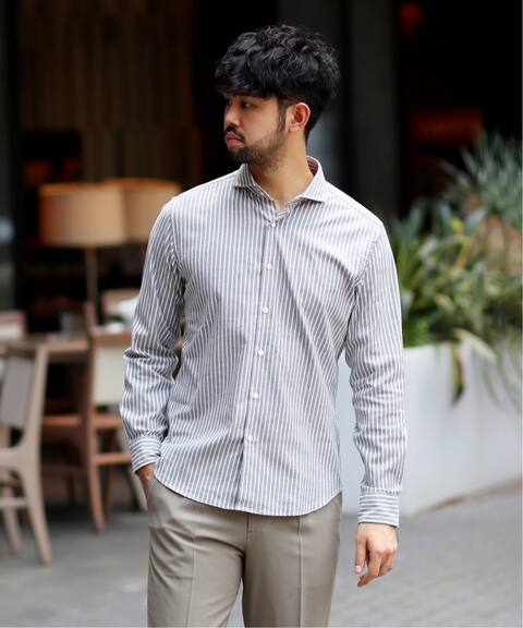 ストレッチストライプツイルカッタウェイシャツ Edifice エディフィス 公式のファッション通販 Baycrew S Store
