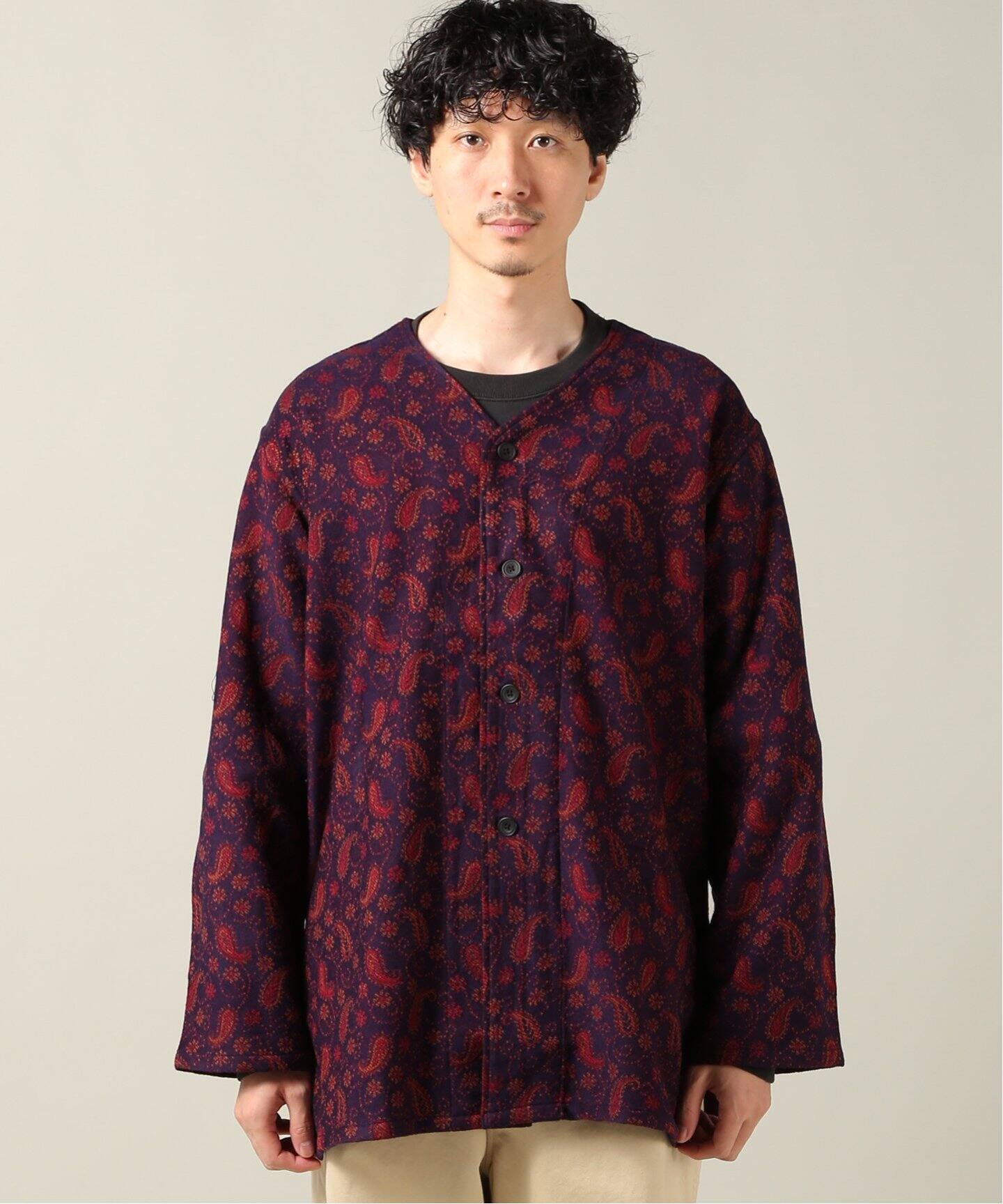 誕生日プレゼント South2 West8(S2W8)◇V Neck Army Shirt - India Jacquard/S ジャケット・アウター