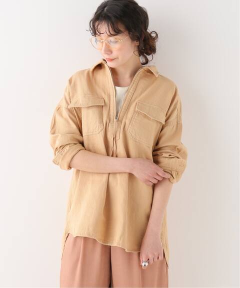 ハーフジップガーゼシャツチュニック B C Stock ベーセーストック 公式のファッション通販 Baycrew S Store