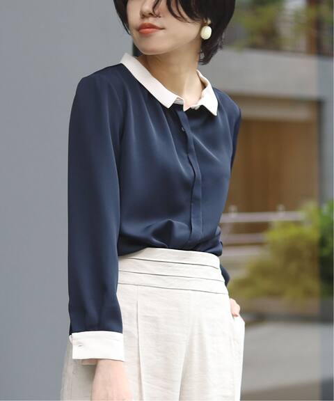 ラウンドバイカラーシャツ La Totalite ラ トータリテ 公式のファッション通販 Baycrew S Store