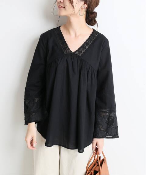 メッシュレースvネックブラウス slobe iena スローブ イエナ 公式のファッション通販 20051912405010 baycrew s store