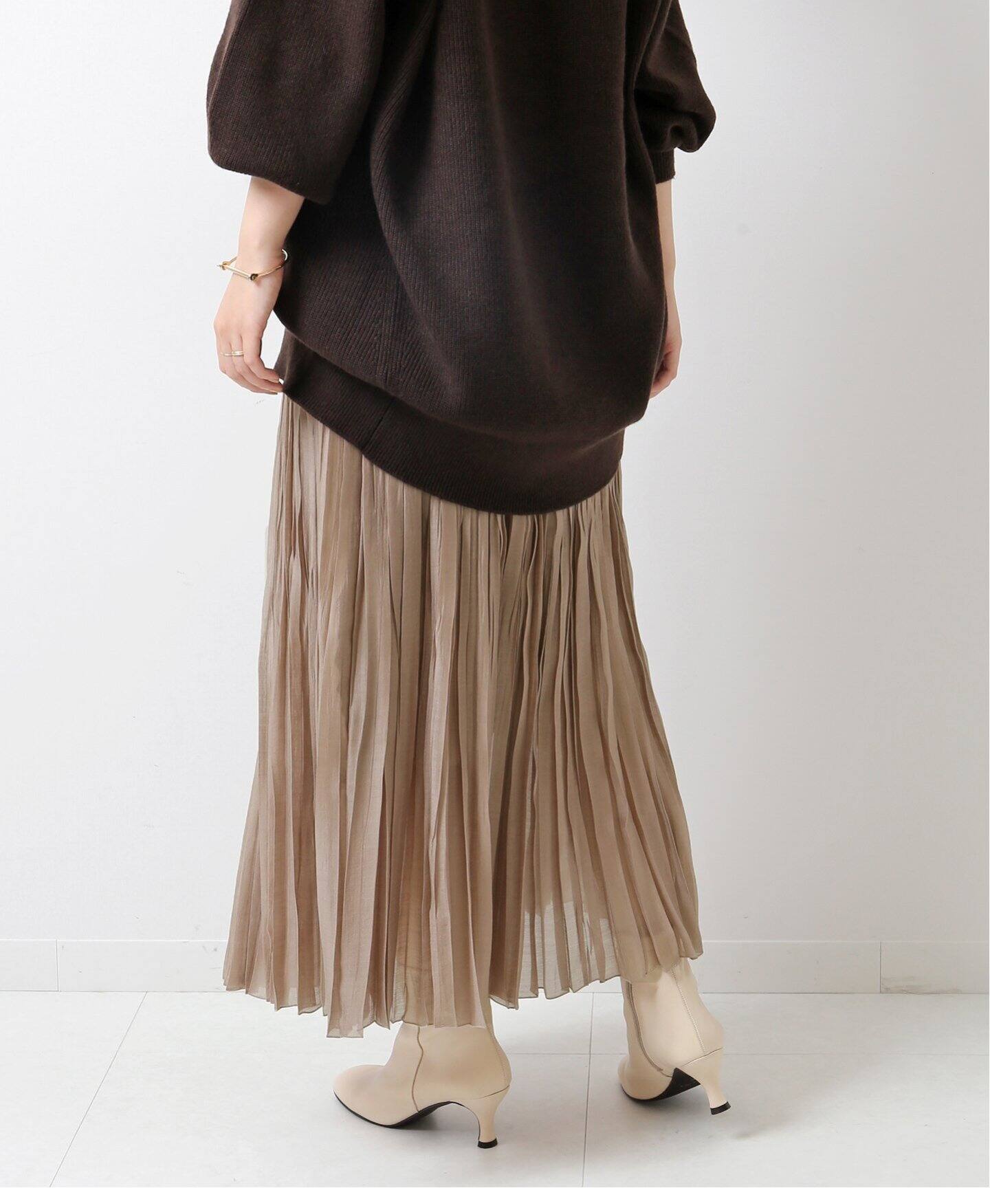 新品未使用 スピックアンドスパン ランダムプリーツスカート 茶 ブラウン