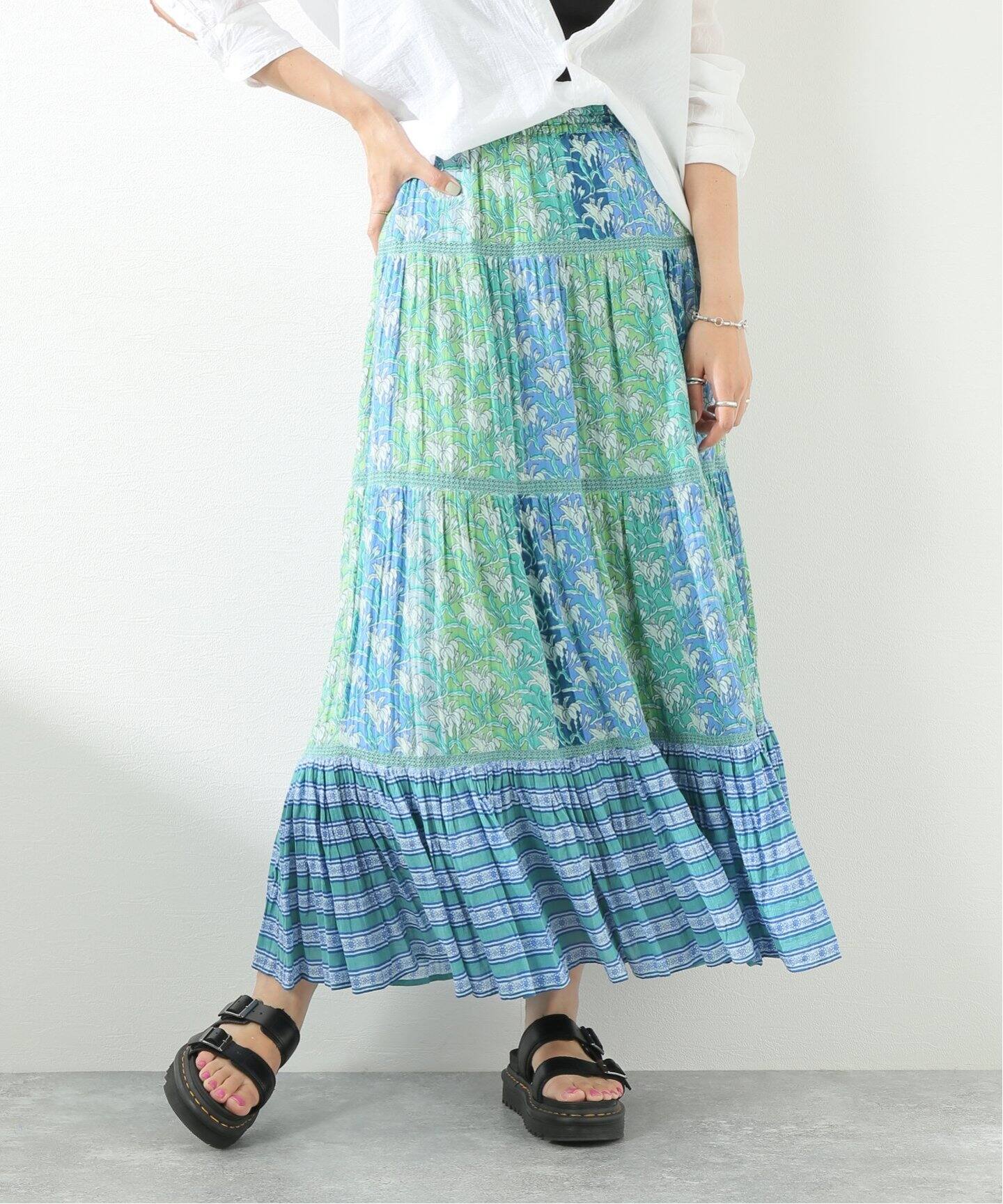 SARA MALLIKA/サラマリカ】FLOWER PRINT GATHER SKIRT:スカート SARA MALLIKA/サラマリカ】FLOWER PRINT GATHER SKIRT:スカート