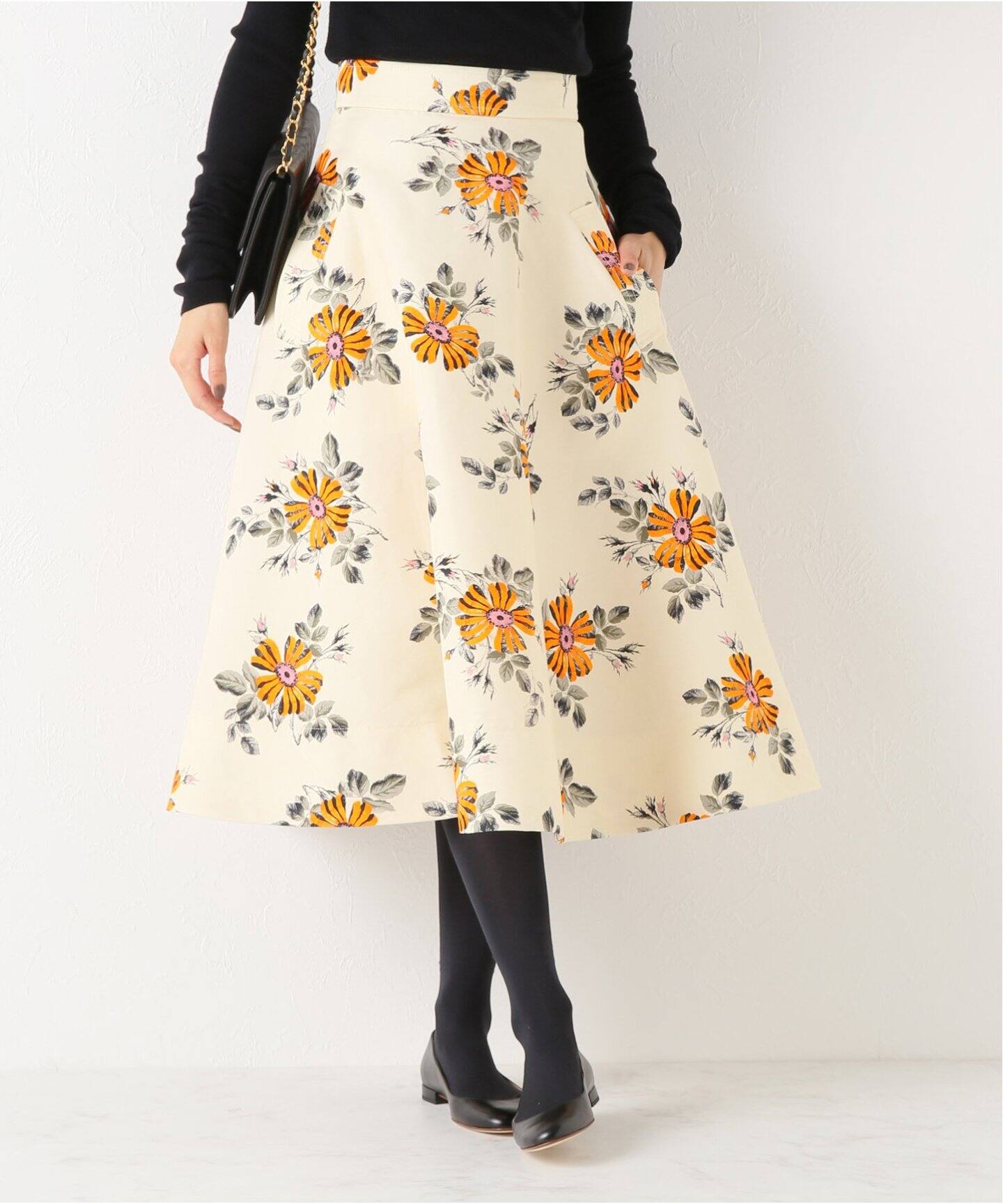 BUCOL コットンフラワーフレアスカート◇（ロング・マキシ丈スカート  