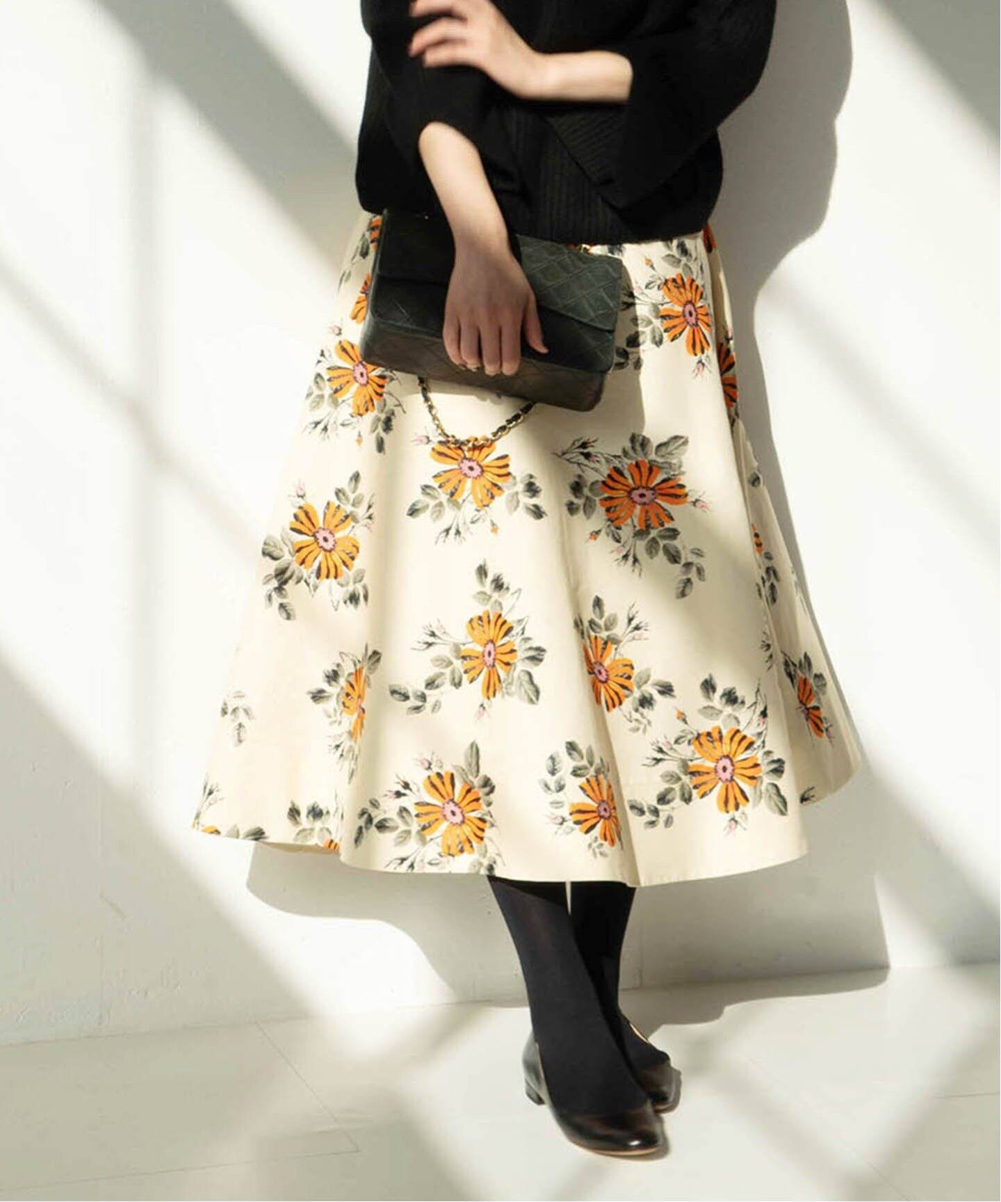 BUCOL コットンフラワーフレアスカート◇（ロング・マキシ丈スカート  