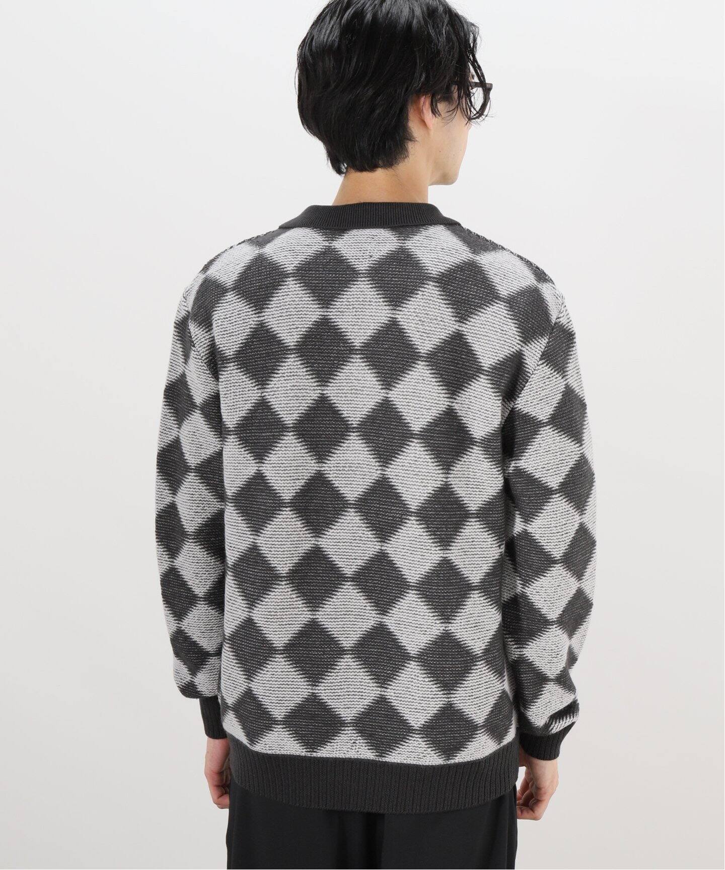needles checkered polo sweater