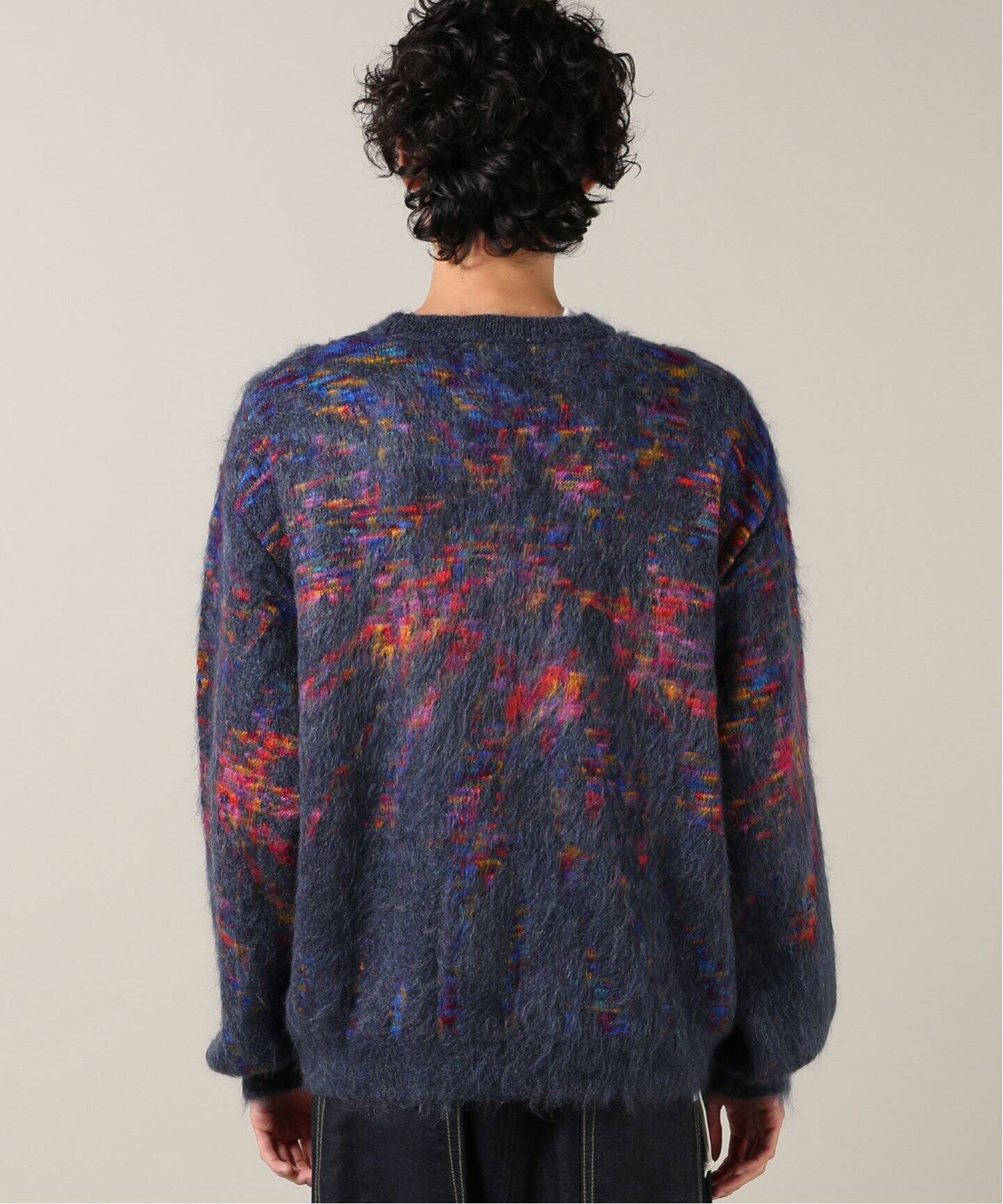 【海外限定】 日本製 イロコイ ニット 古着 個性 M ブラック モヘアセーター タイダイ柄 - ニット/セーター