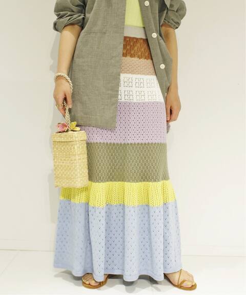 Iena La Boucle 透かし柄編みボーダーニットスカート Iena イエナ 公式のファッション通販 Baycrew S Store