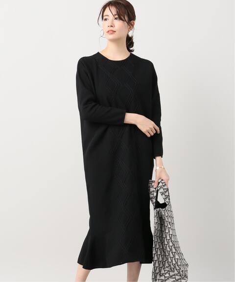 Room No 8 Black ルームエイトブラック Cable Peplum ニットワンピース Vermeil Par Iena ヴェルメイユ パー イエナ 公式のファッション通販 Baycrew S Store