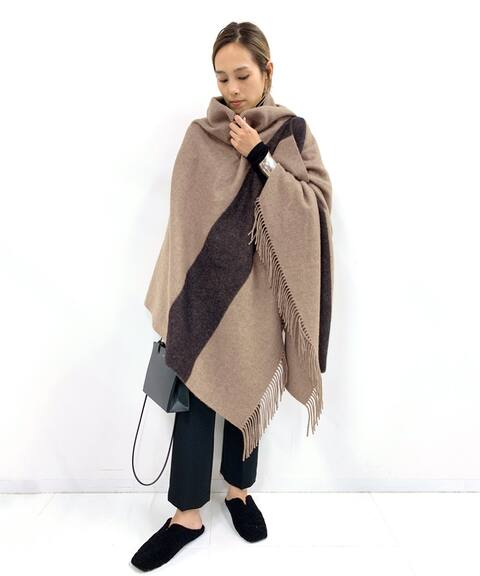 Throw スロー ウールカシミア ストライプブランケットストール Ap Studio エーピーストゥディオ 公式のファッション通販 Baycrew S Store