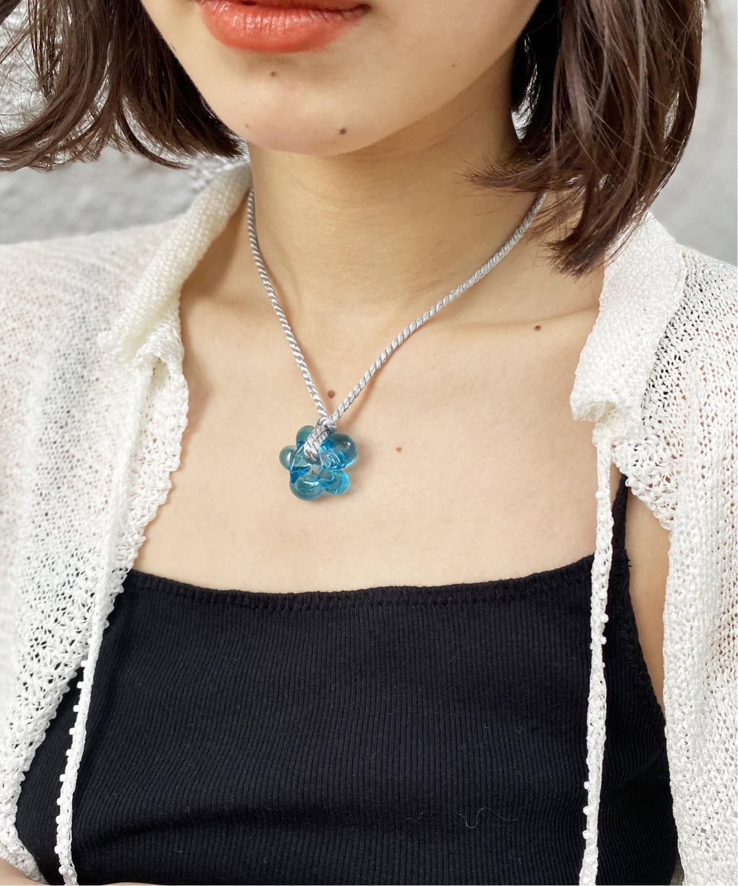 【 sisi joia 】フラワーネックレス　水色 Ray BEAMS（レイ ビームス）Sisi Joia / Fleur Long Necklace