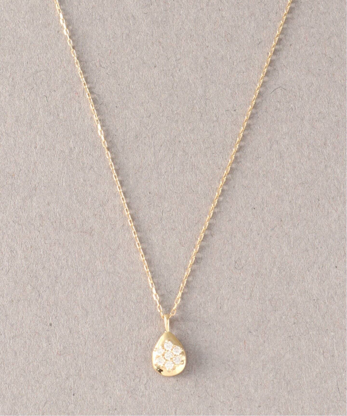 パヴェティアドロップモチーフネックレス K18（ネックレス）｜Lilas 