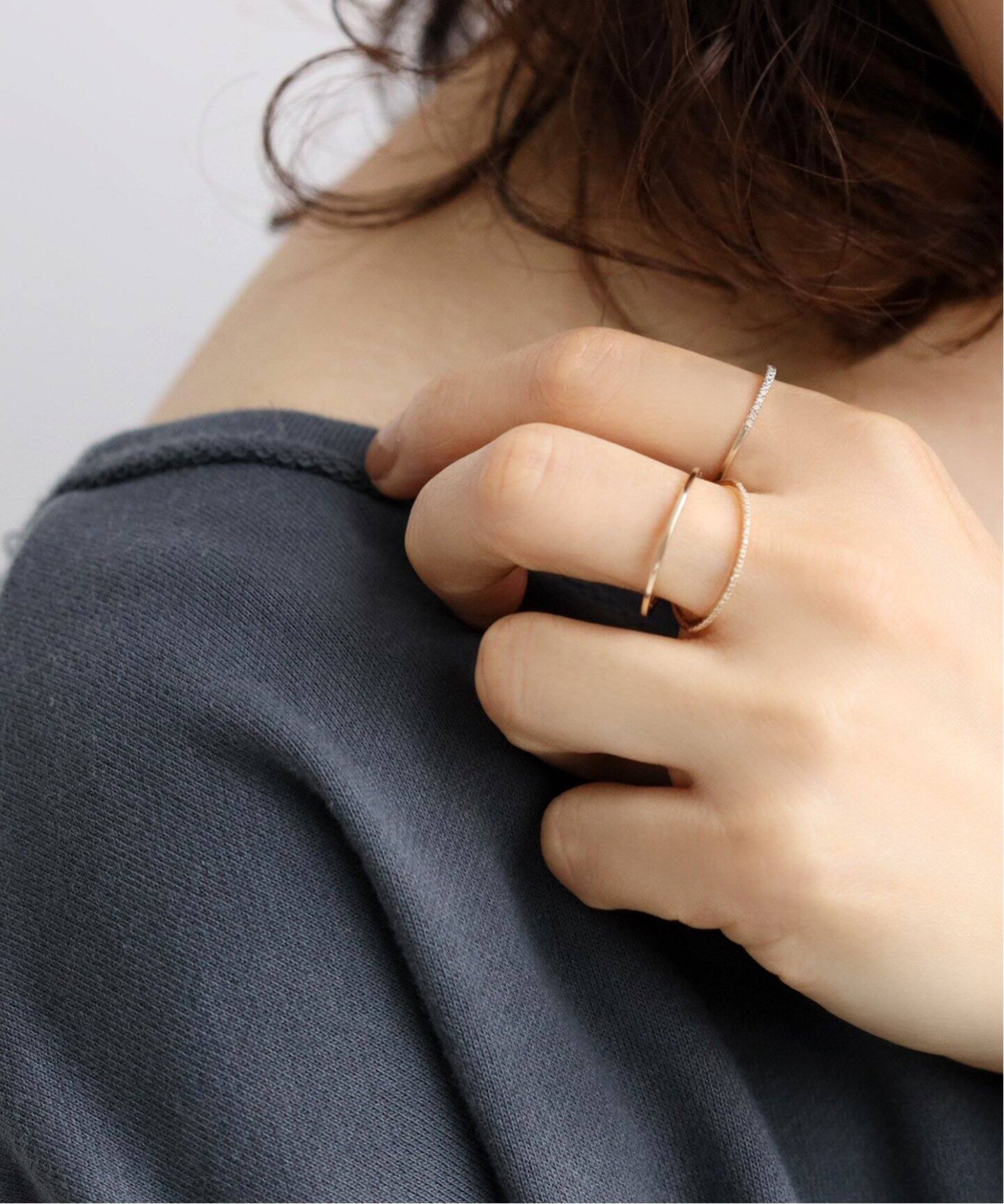 ダイヤハーフエタニティダブルリング K10（リング）｜Lilas（リラ）の  