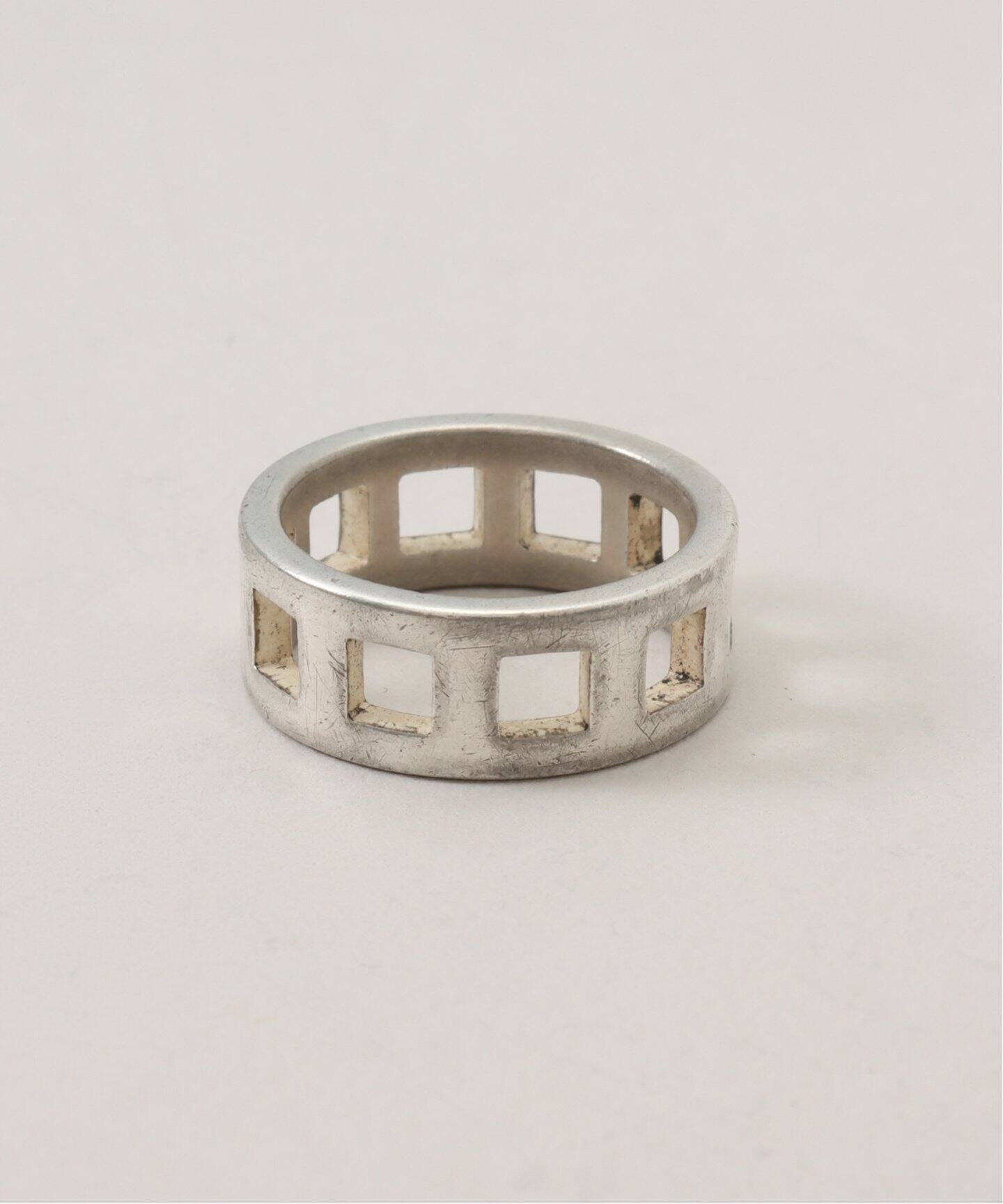 アクセサリー OLD GUCCI Square ring 🆕️ GUCCI SQUARE G CUBE AGED .925 STERLING SILVER BAND Ring