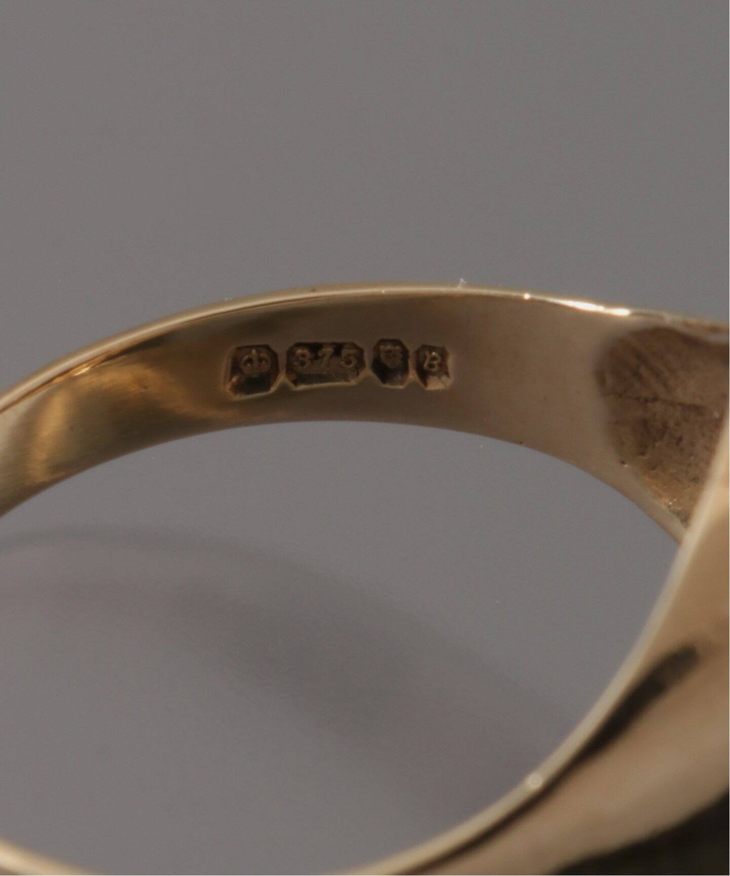 VINTAGE UK SIGNET シグネットリング / 9K GOLD BLODD STONE RING