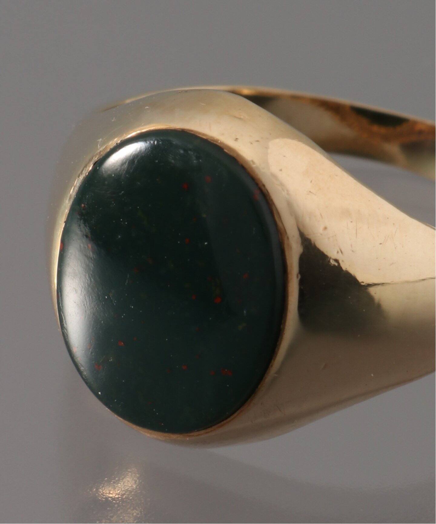 VINTAGE UK SIGNET シグネットリング / 9K GOLD BLODD STONE RING