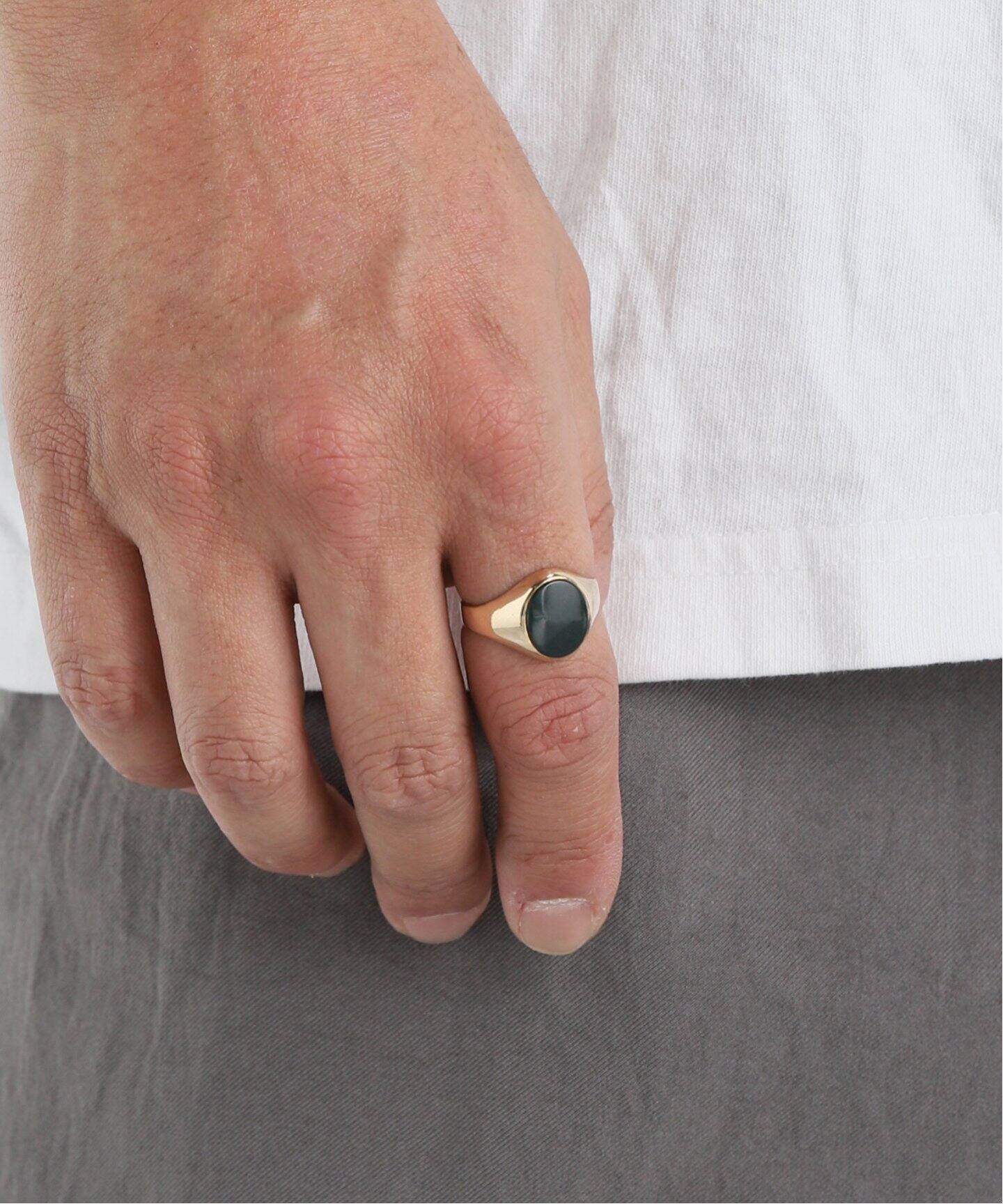 VINTAGE UK SIGNET シグネットリング / 9K GOLD BLODD STONE RING