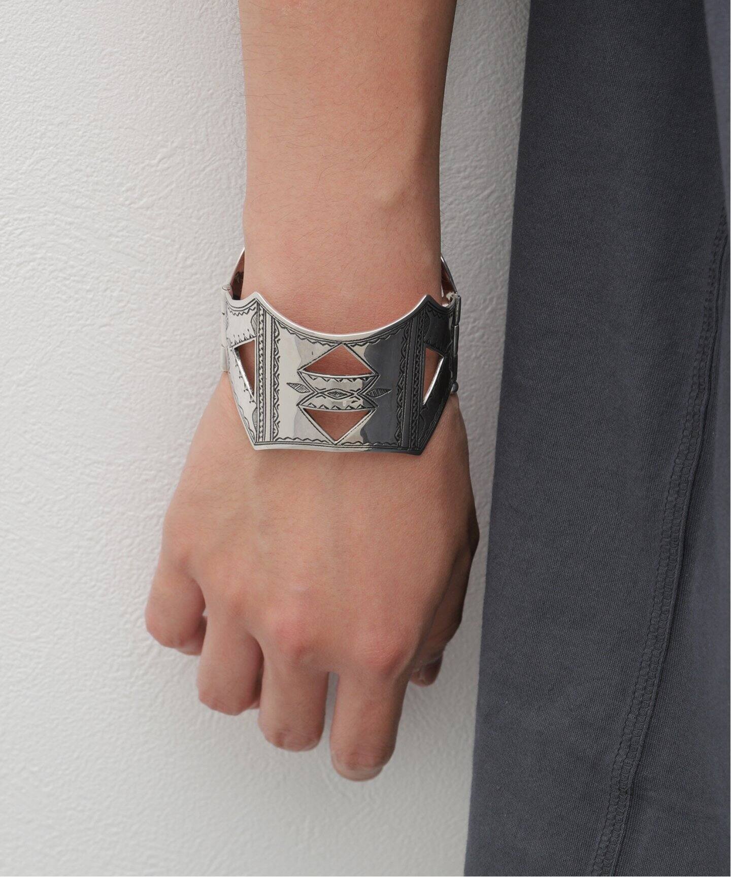 Hermes エルメス トゥアレグ シルバー バングル レザー ブレスレット 