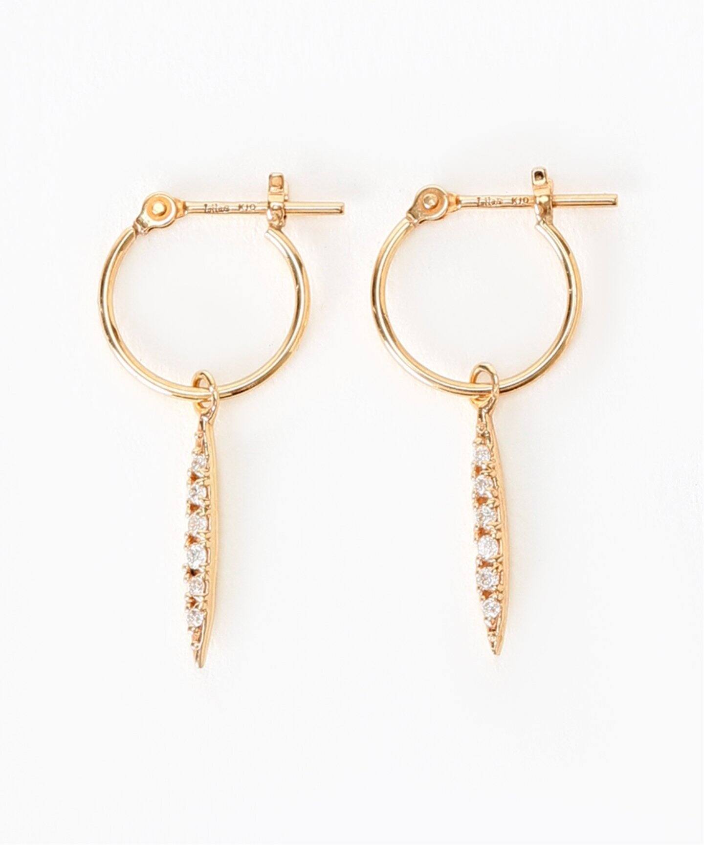 バケットラインダイヤフープピアス K10（ピアス（両耳用））｜Lilas 