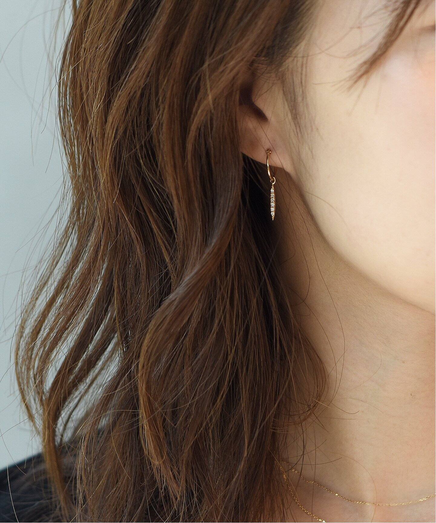 バケットラインダイヤフープピアス K10（ピアス（両耳用））｜Lilas 