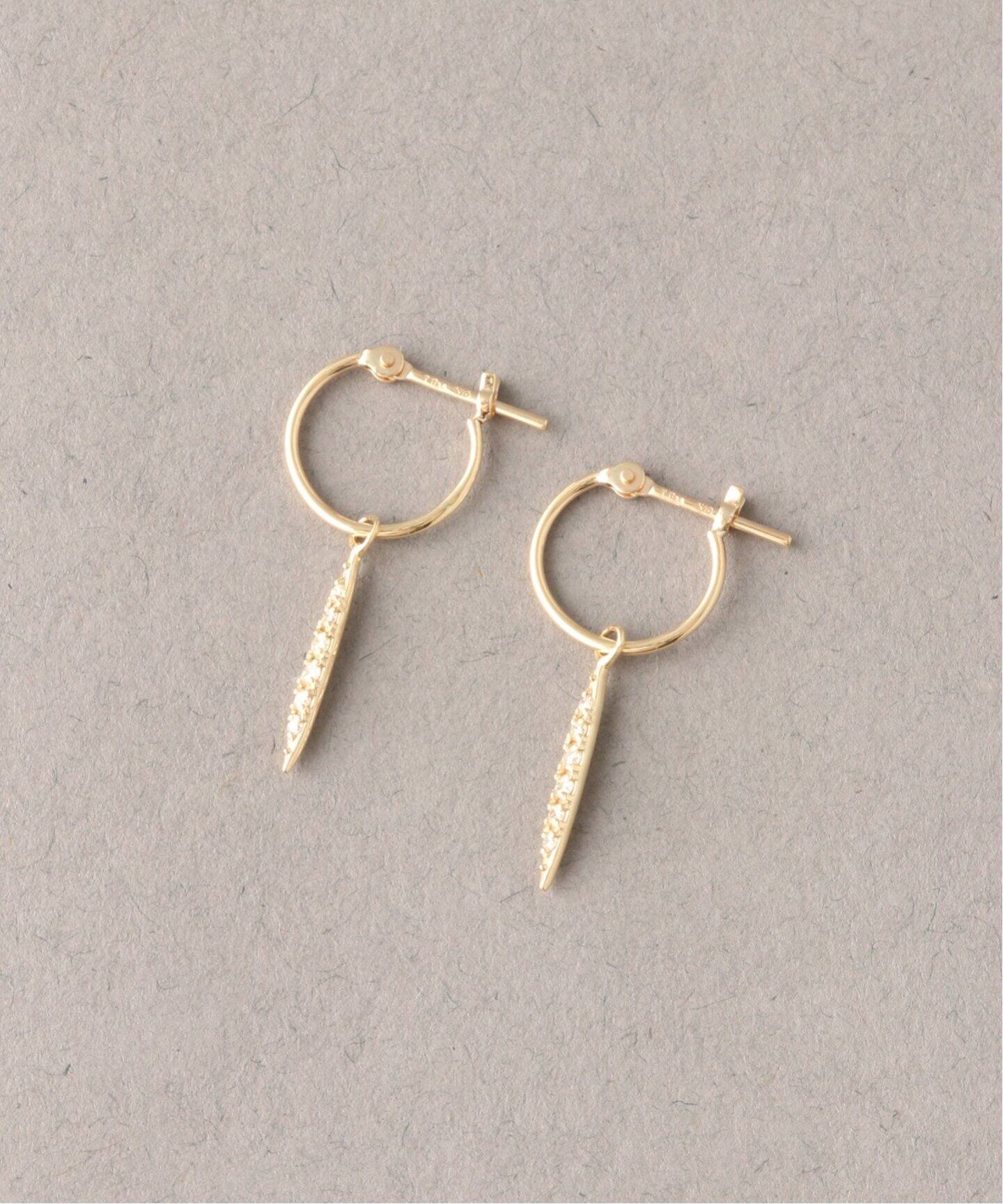 バケットラインダイヤフープピアス K10（ピアス（両耳用））｜Lilas 