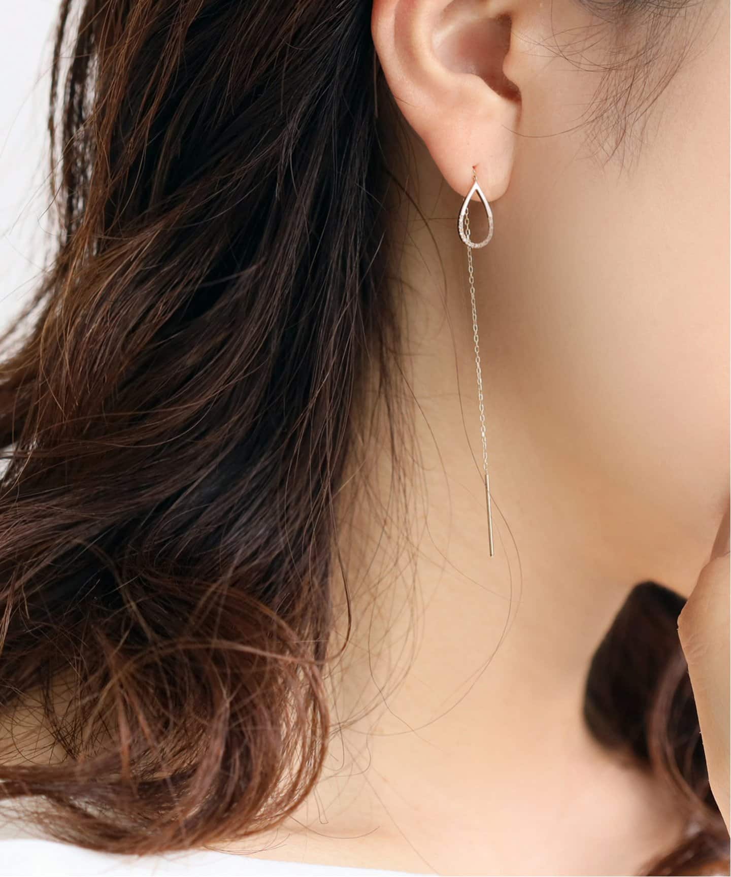 シズクハーフダイヤアメリカンピアス K10（ピアス（両耳用））｜Lilas