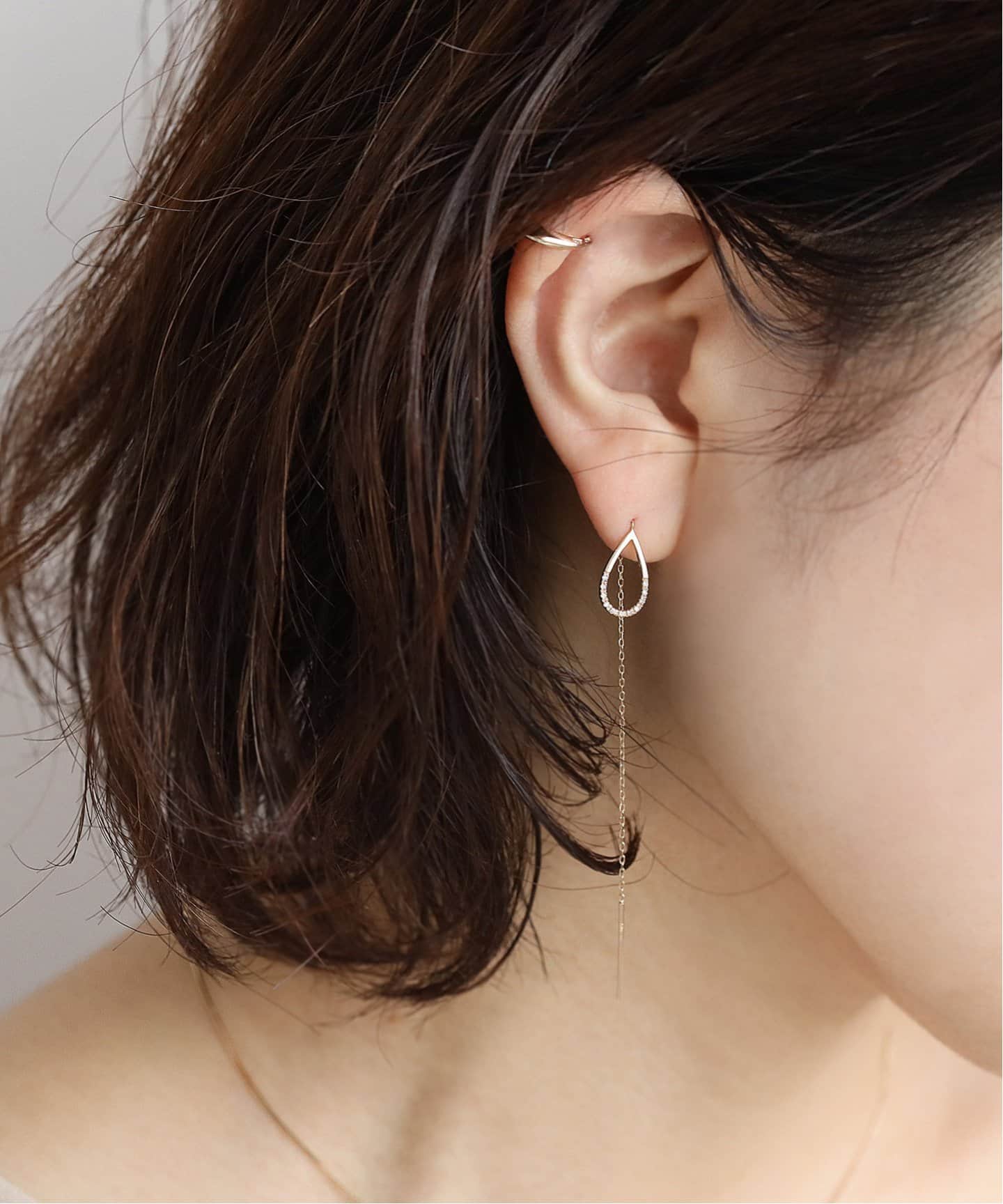 シズクハーフダイヤアメリカンピアス K10（ピアス（両耳用））｜Lilas