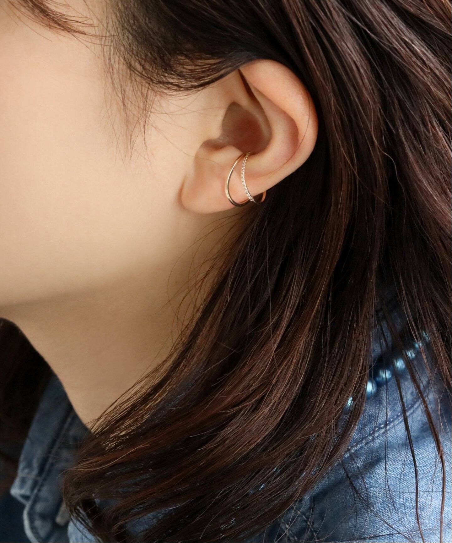 ダイヤダブルイヤーカフ K10（片耳）（イヤーカフ）｜Lilas（リラ）の  