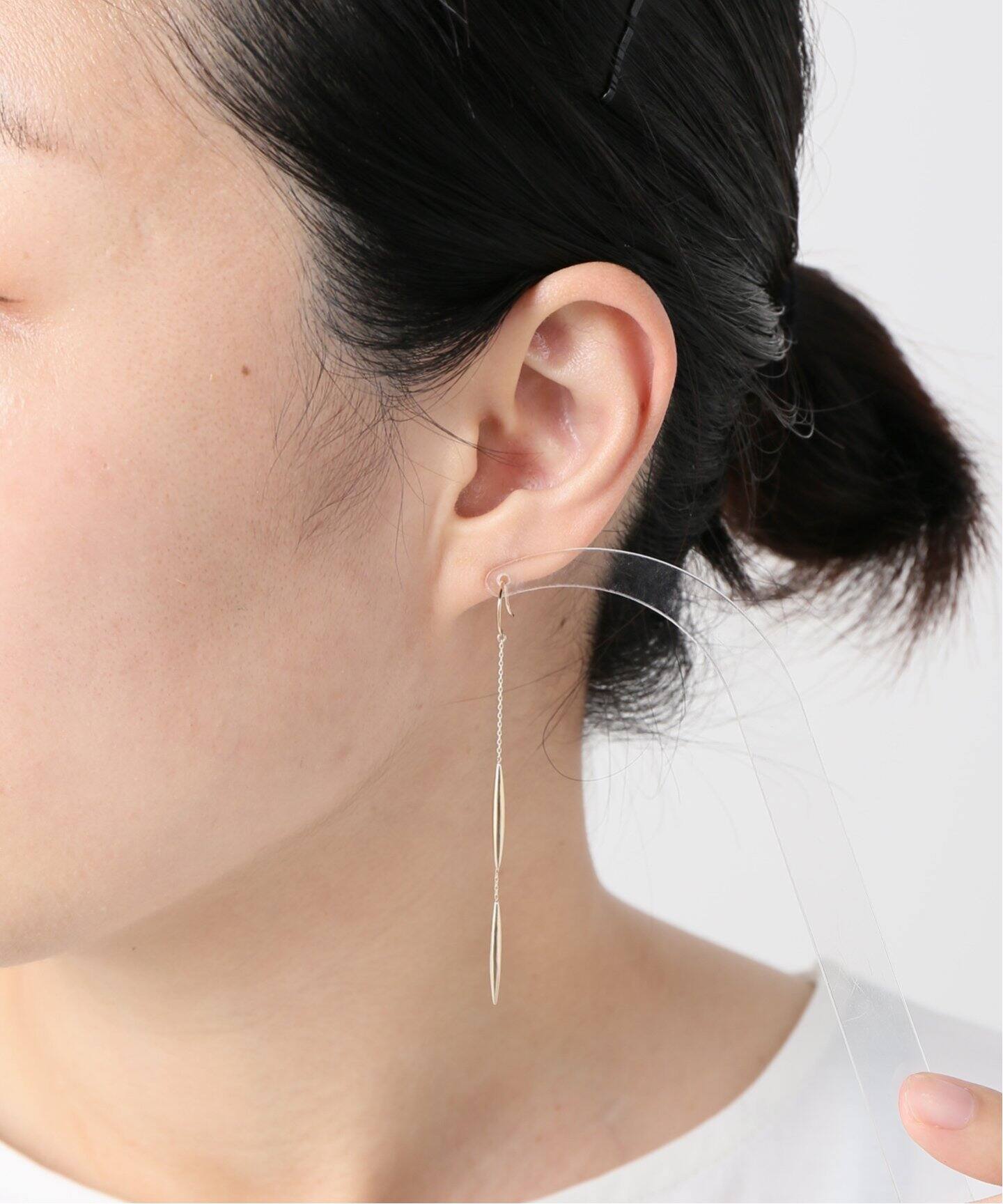 ロングマーキスモチーフピアス K10（両耳）（ピアス（両耳用 