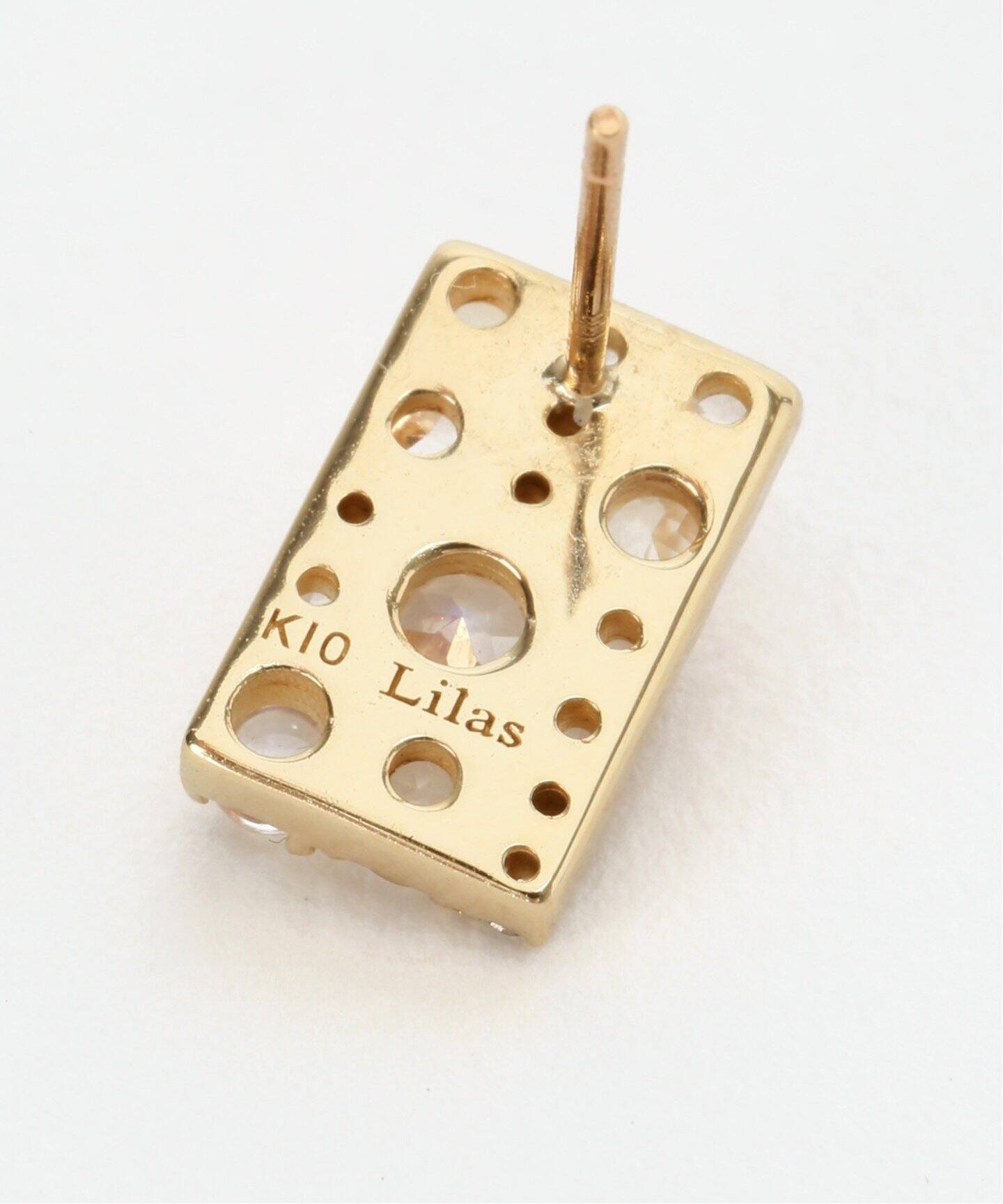 ホワイトミックスストーンスクエアピアス K10（ピアス（両耳用 