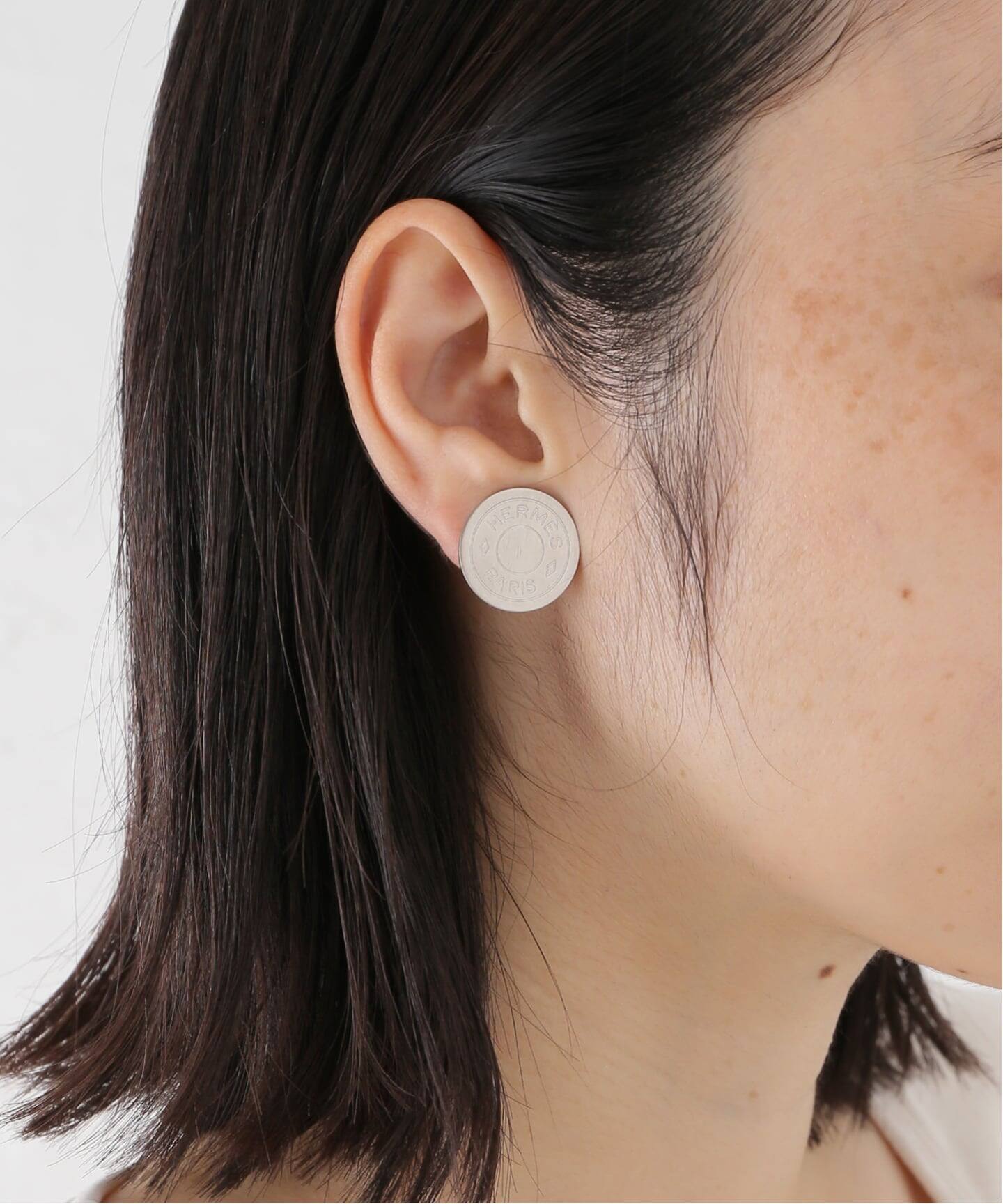 HERMES エルメス セリエ コイン イヤリング シルバーカラー 両耳 VINTAGE HERMES/エルメス】sellier earring(両耳)（イヤリング