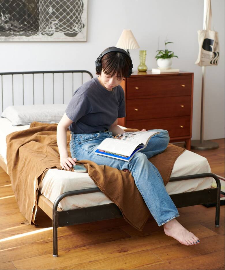 大型商品》SENS BED LIGHT BROWN Q サンクベッド ライトブラウン 