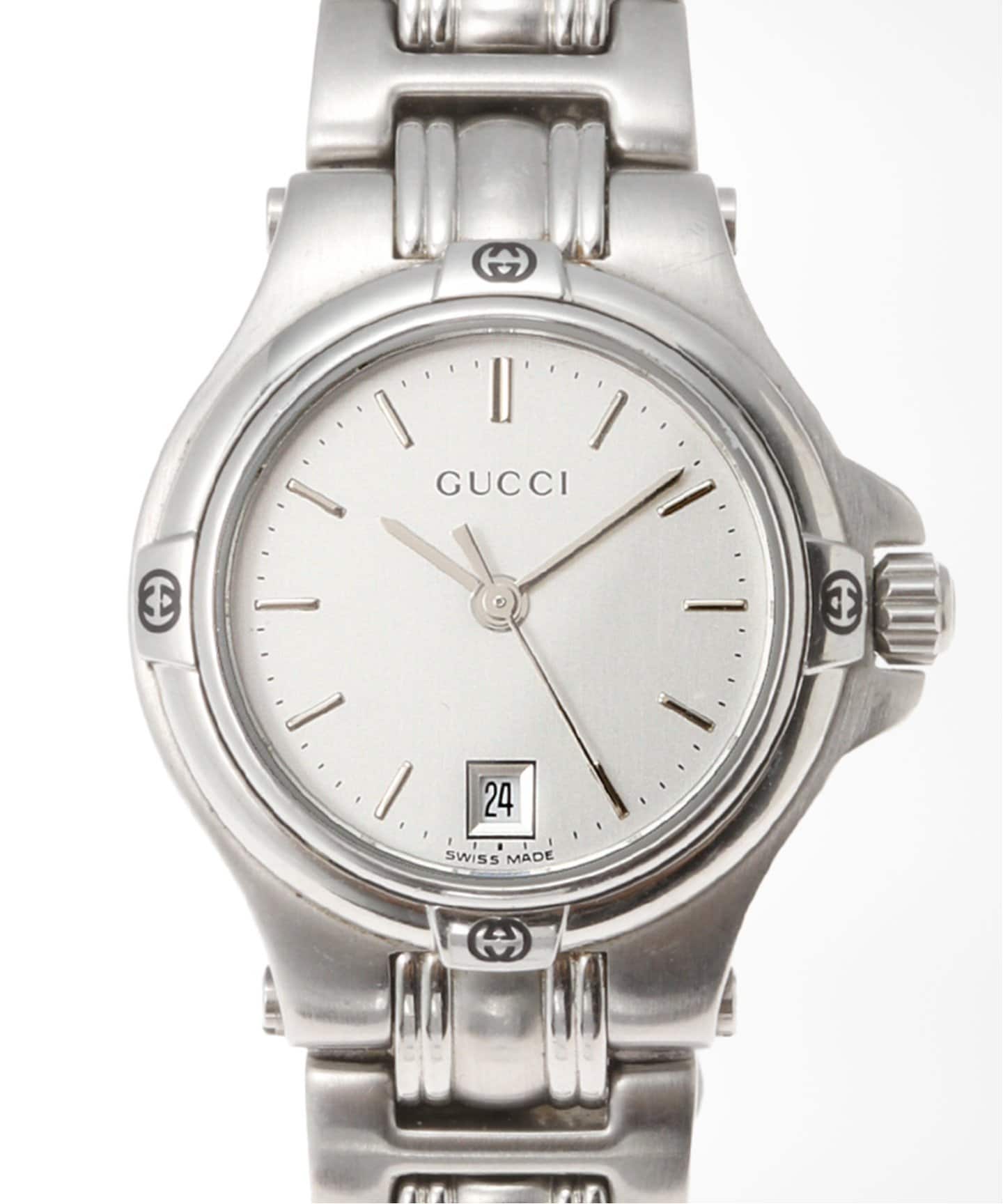 正規品【新品電池】GUCCI 9040L/動作良好 人気モデル オールドグッチ GUCCI グッチ 9040L デイト アイボリー文字盤 QZ 1AP｜Yahoo