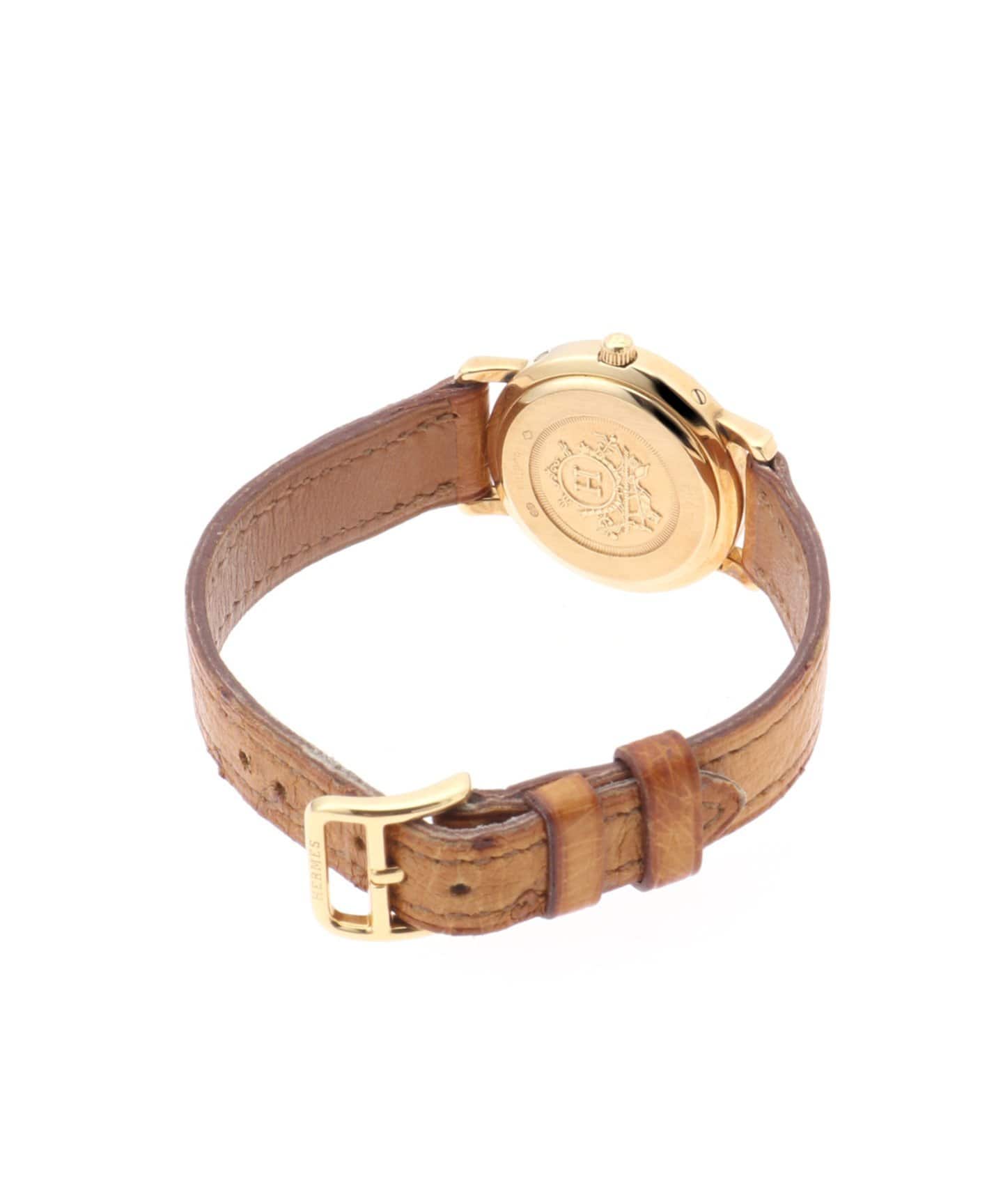 HERMES 時計　ケース　ヘリンボーン柄 HERMES Clipper Herringbone White dial 18K（ヴィンテージ