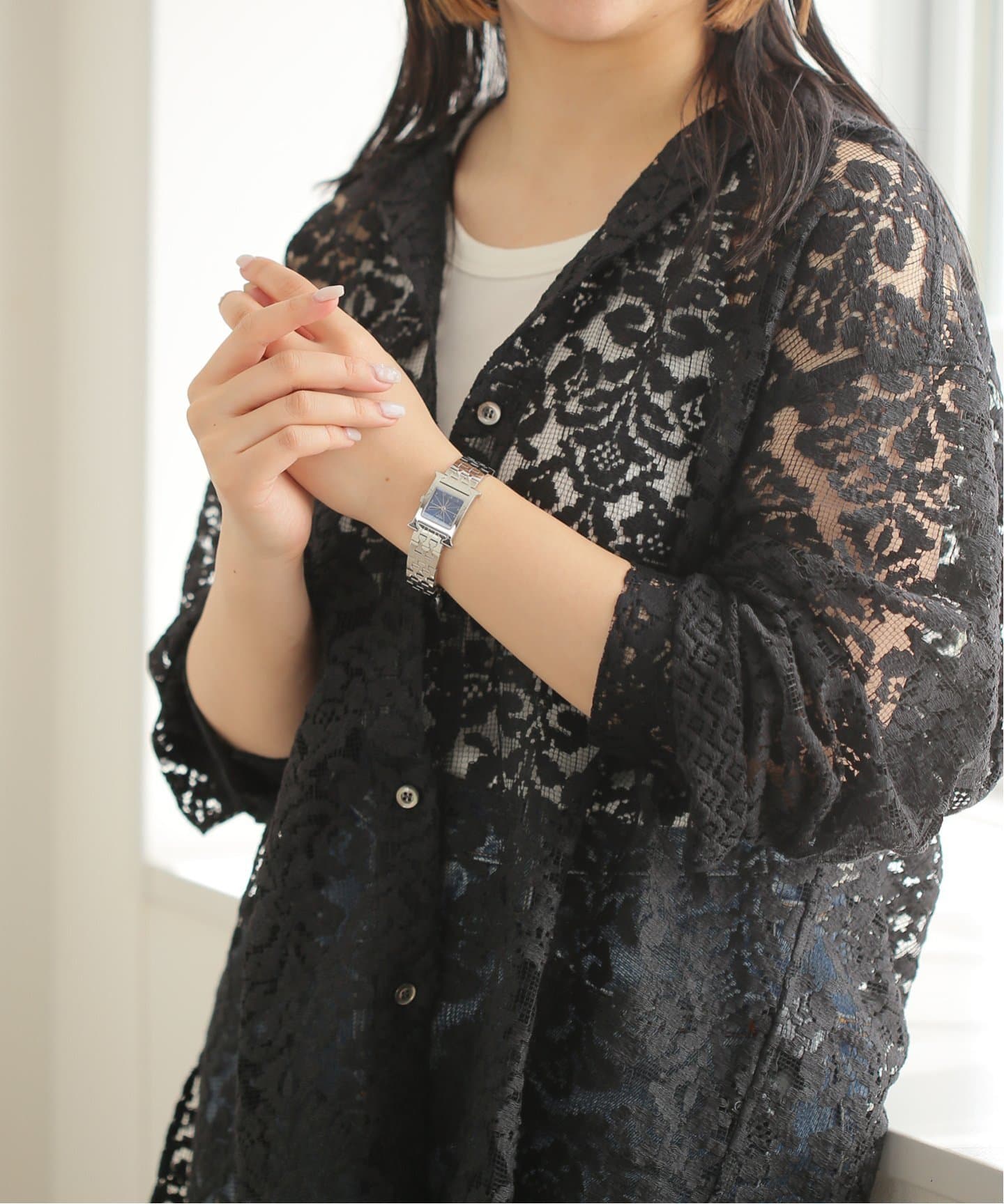HERMES エルメス チュニック ロングシャツ ネイビー