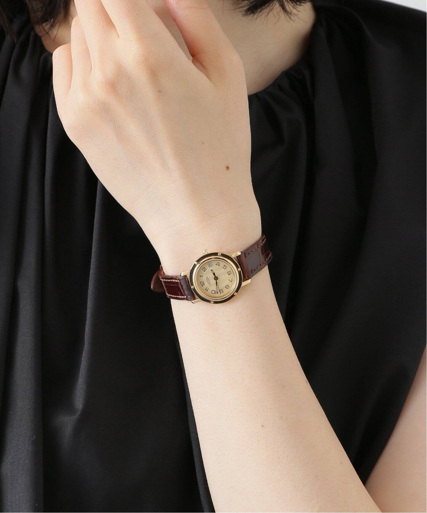 HERMES Clipper Herringbone Ivory dial 18K（ヴィンテージ