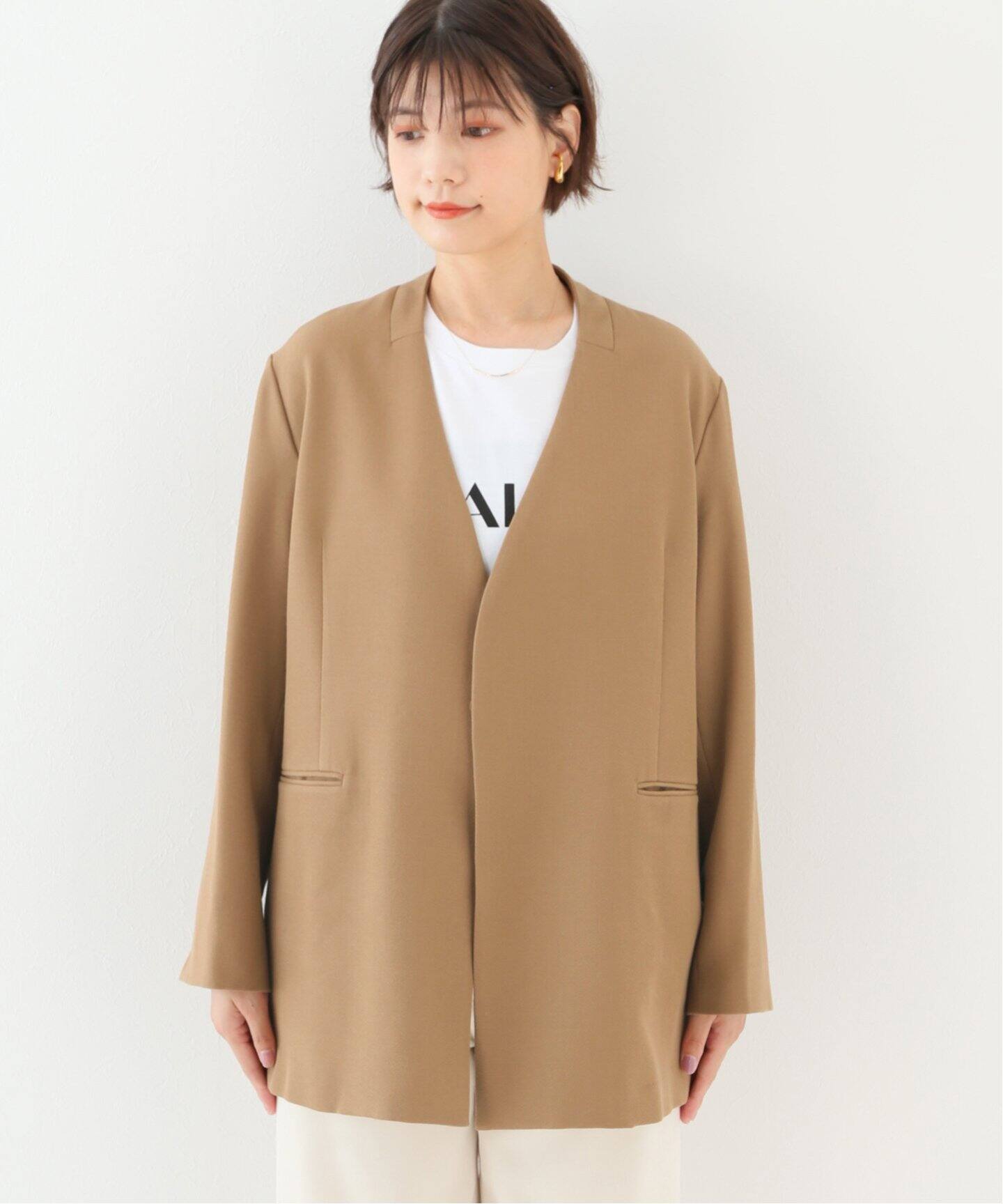 梳毛ウールノーカラージャケット（その他ジャケット・スーツ）｜Spick 