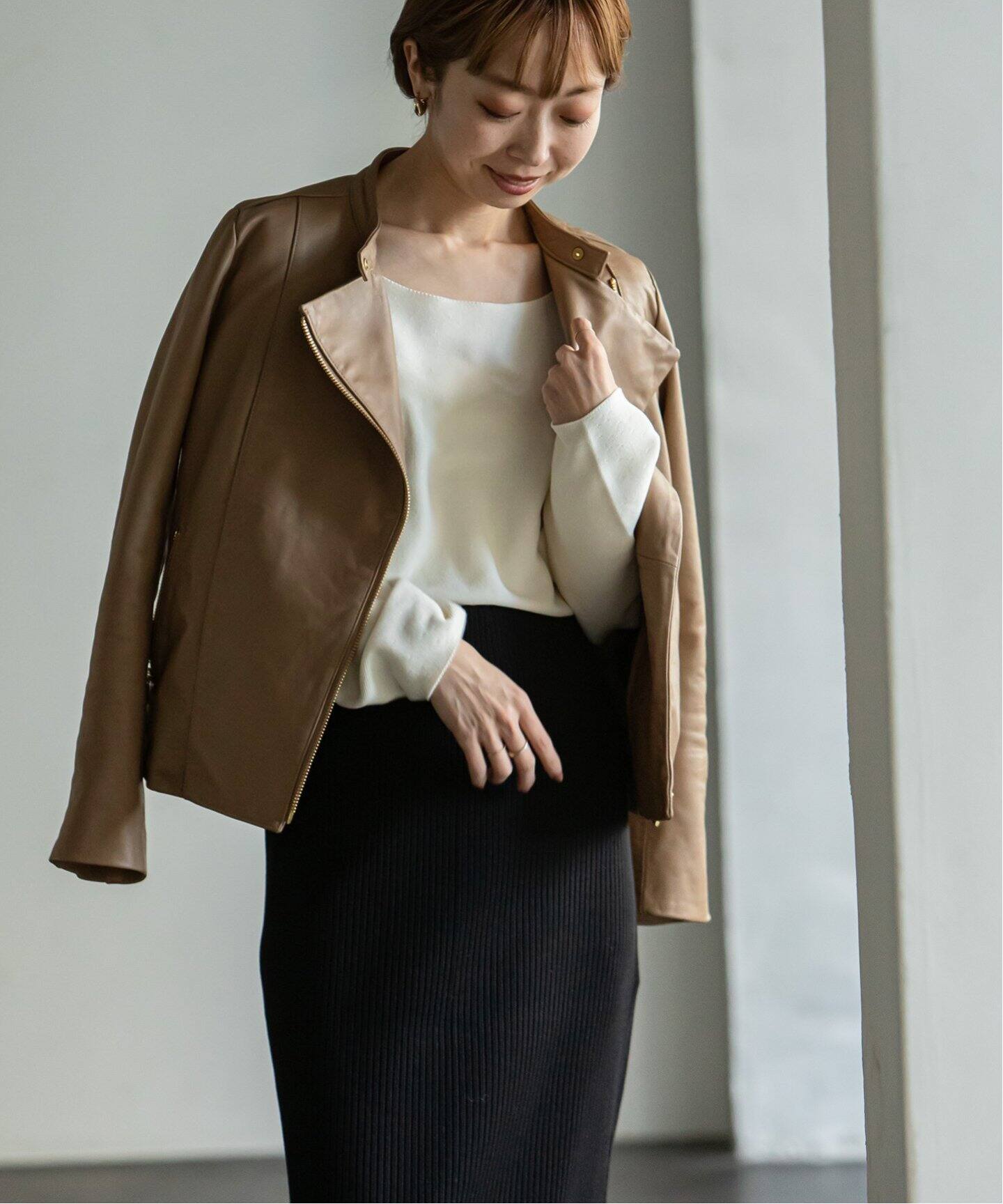 noble ノーブル ソフトラム レザージャケット ライダース ベージュ 36  